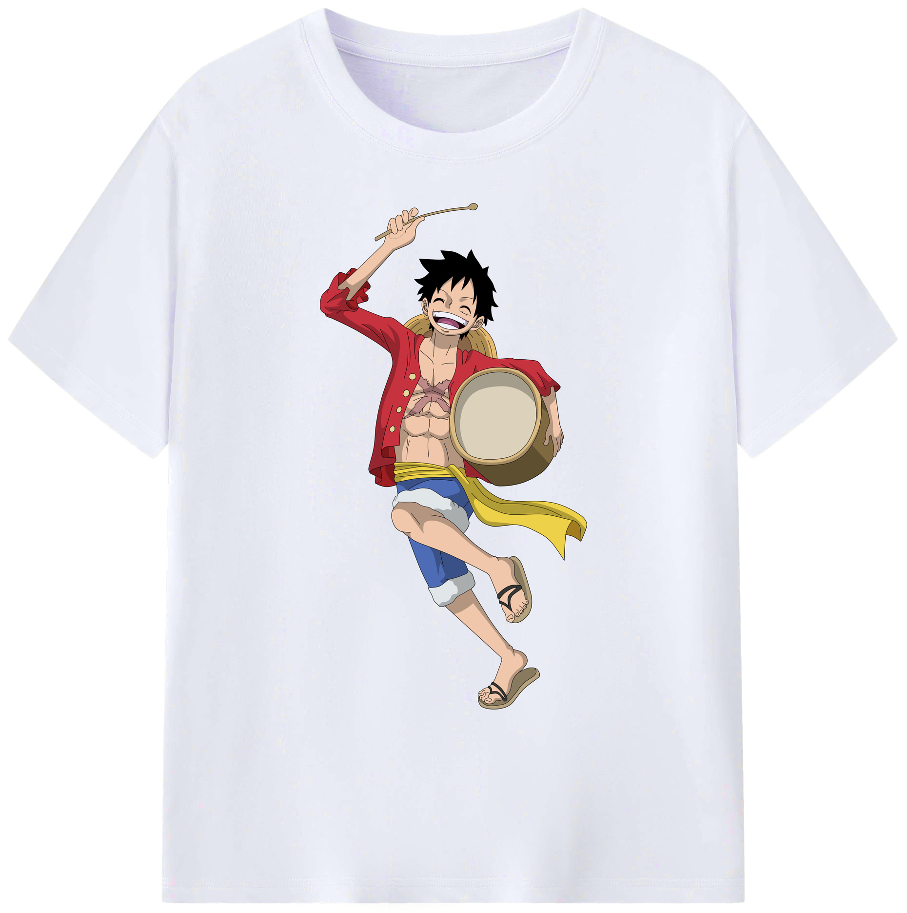 ワンピース モンキー・D・ルフィ ONE PIECE Monkey D. Luffy 綿100％ メンズ半袖Tシャツ｜肌触りやわらか＆通気性