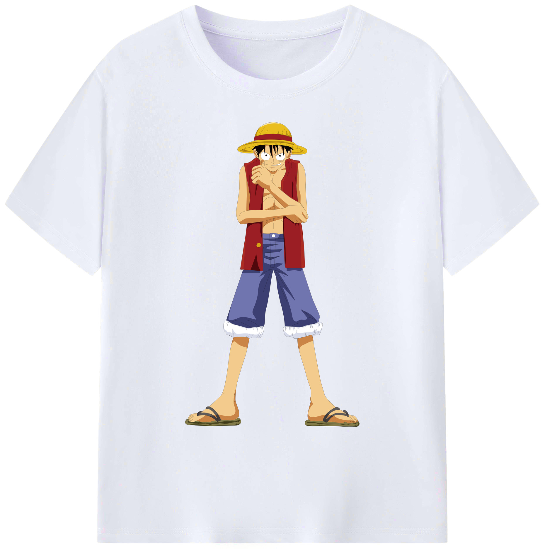 ワンピース モンキー・D・ルフィ ONE PIECE Monkey D. Luffy 綿100％ メンズ半袖Tシャツ｜肌触りやわらか＆通気性