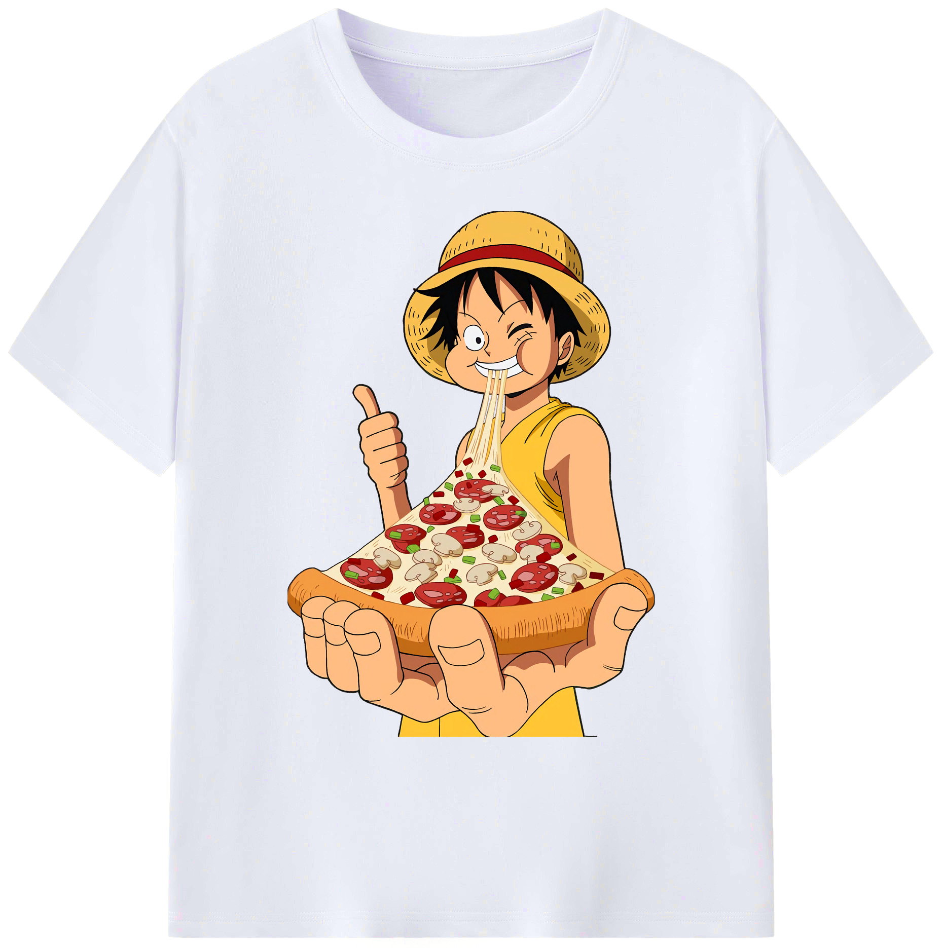 ワンピース モンキー・D・ルフィ ONE PIECE Monkey D. Luffy 綿100％ メンズ半袖Tシャツ｜肌触りやわらか＆通気性