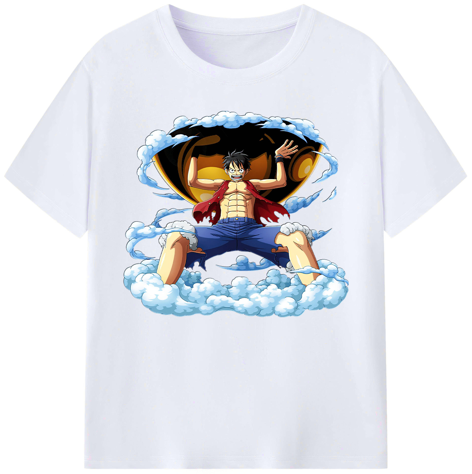 ワンピース モンキー・D・ルフィ ONE PIECE Monkey D. Luffy 綿100％ メンズ半袖Tシャツ｜肌触りやわらか＆通気性