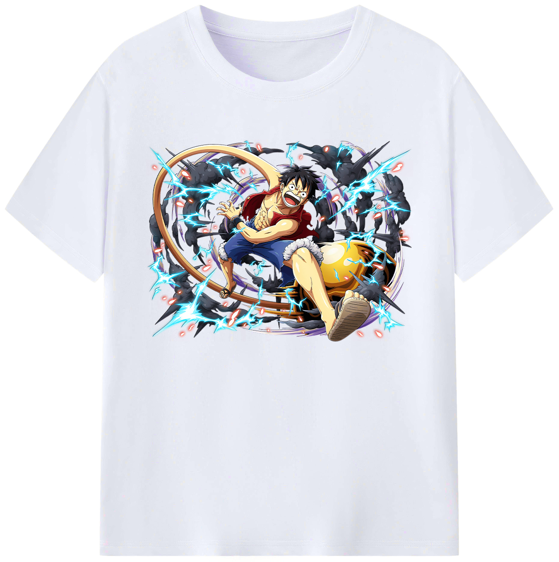 ワンピース モンキー・D・ルフィ ONE PIECE Monkey D. Luffy 綿100％ メンズ半袖Tシャツ｜肌触りやわらか＆通気性