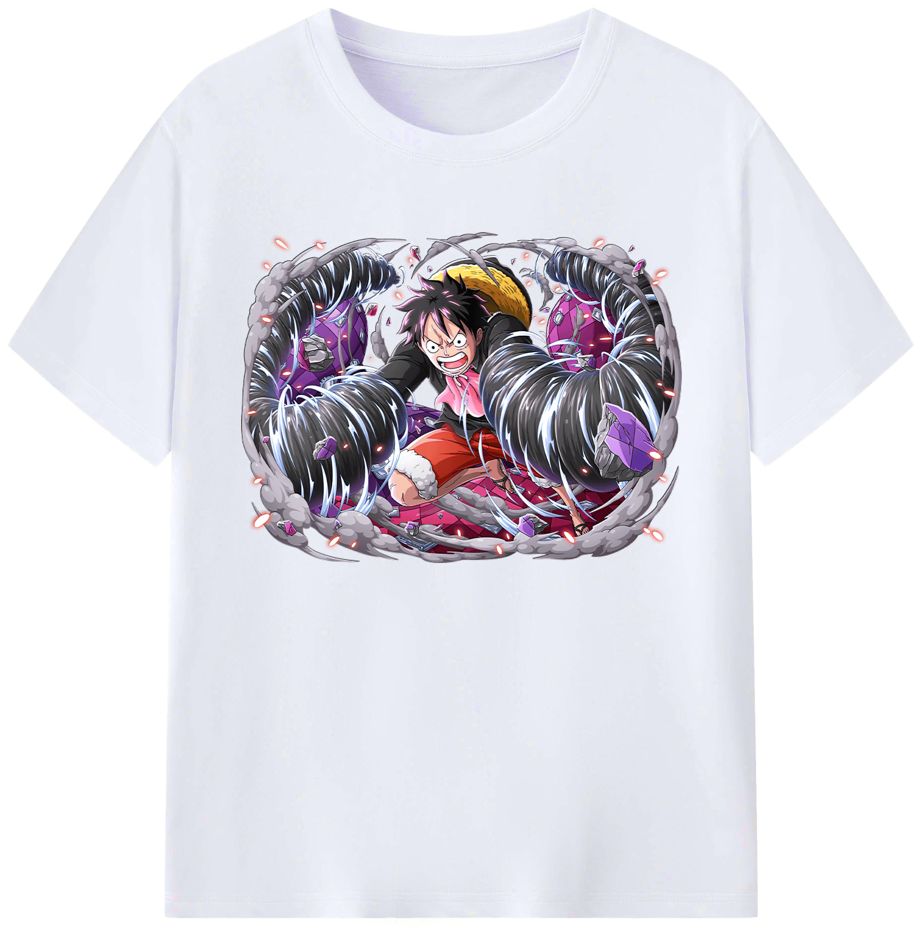 ワンピース モンキー・D・ルフィ ONE PIECE Monkey D. Luffy 綿100％ メンズ半袖Tシャツ｜肌触りやわらか＆通気性