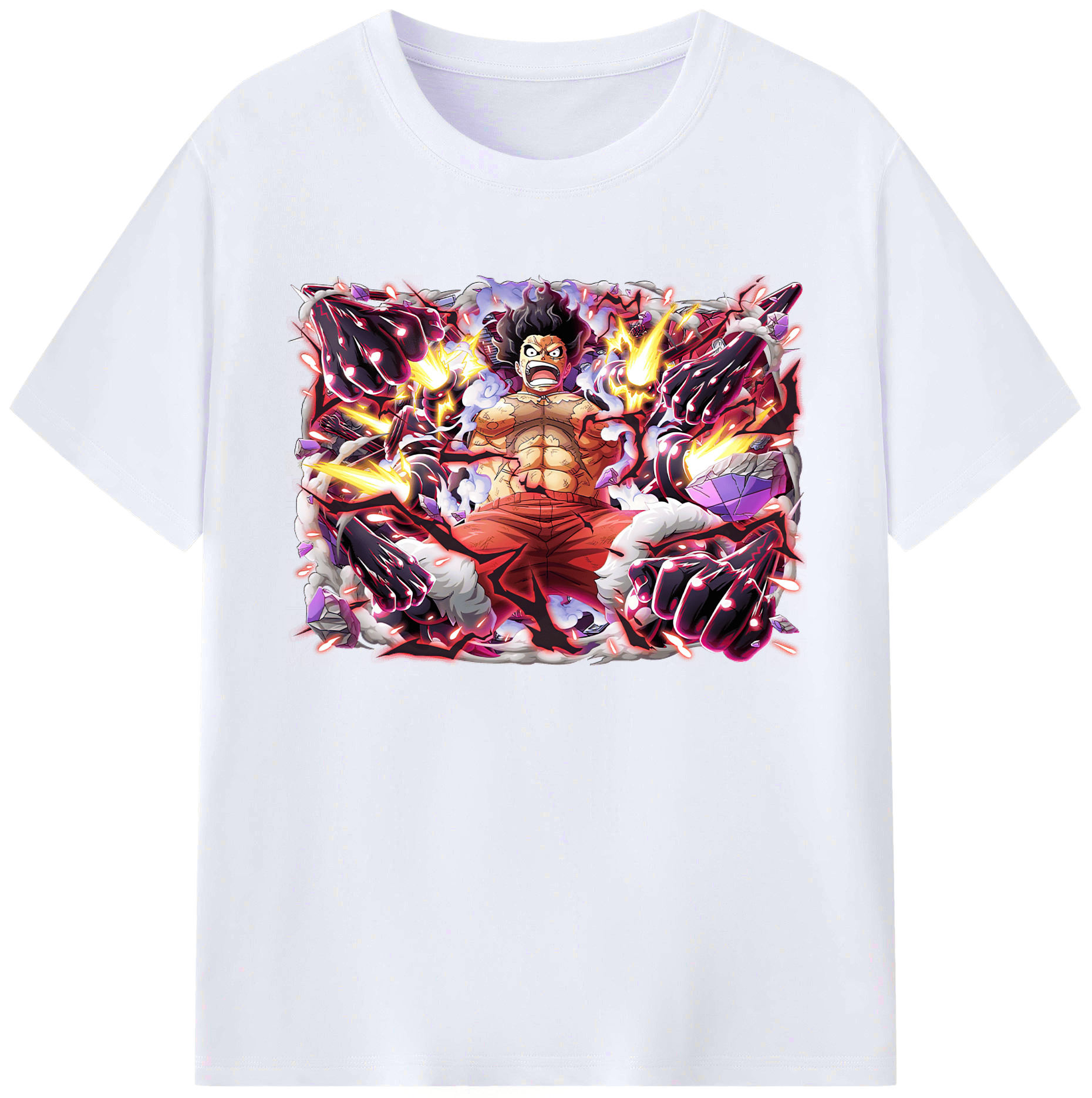 ワンピース モンキー・D・ルフィ ONE PIECE Monkey D. Luffy 綿100％ メンズ半袖Tシャツ｜肌触りやわらか＆通気性
