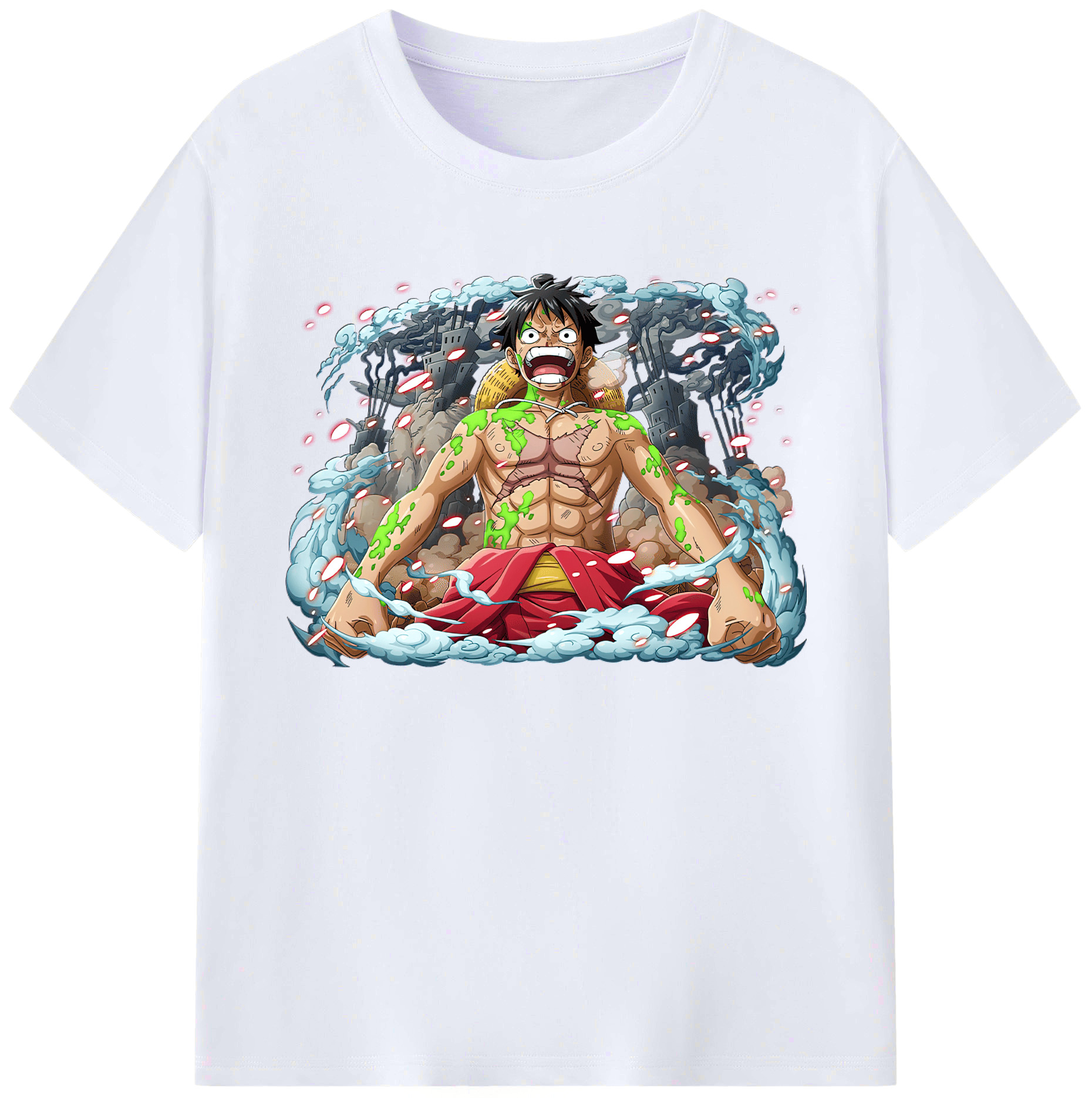 ワンピース モンキー・D・ルフィ ONE PIECE Monkey D. Luffy 綿100％ メンズ半袖Tシャツ｜肌触りやわらか＆通気性