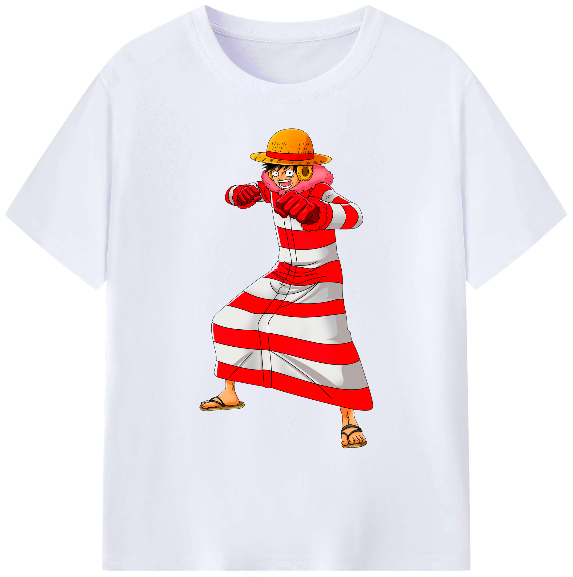 ワンピース モンキー・D・ルフィ ONE PIECE Monkey D. Luffy 綿100％ メンズ半袖Tシャツ｜肌触りやわらか＆通気性