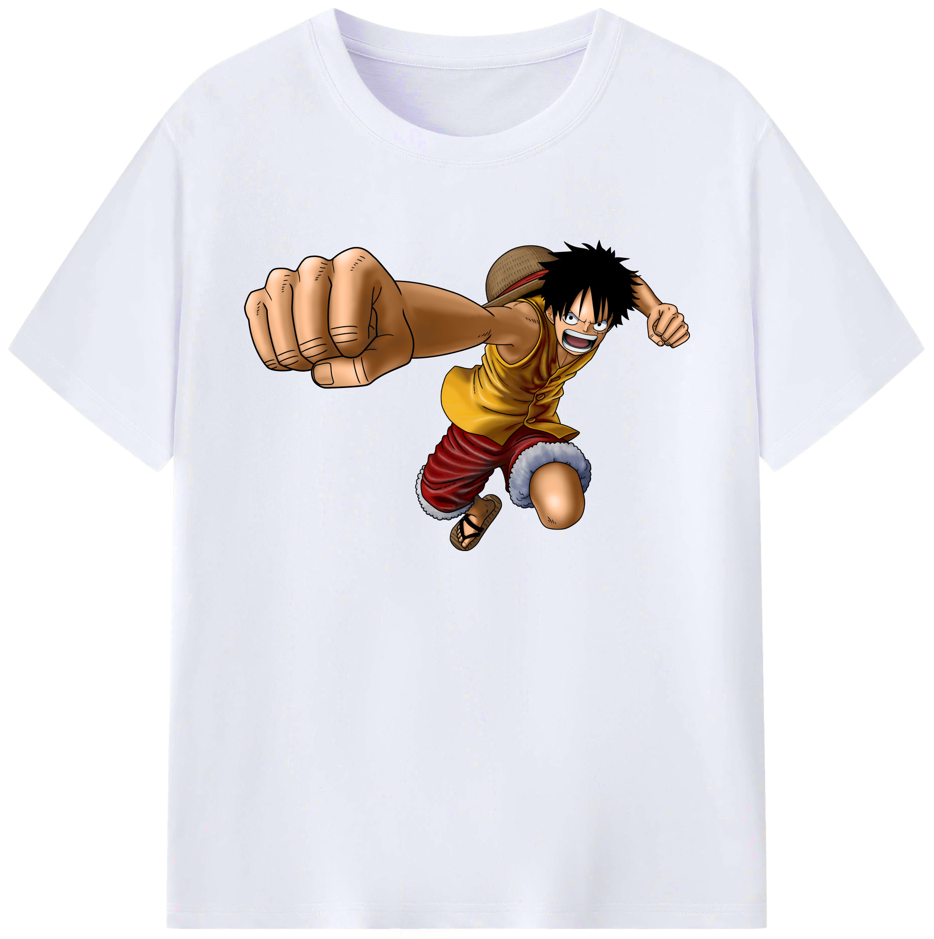 ワンピース モンキー・D・ルフィ ONE PIECE Monkey D. Luffy 綿100％ メンズ半袖Tシャツ｜肌触りやわらか＆通気性