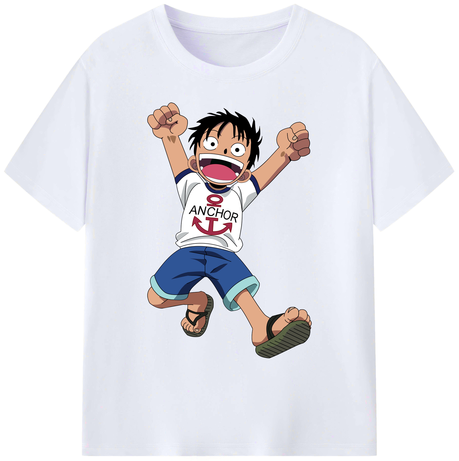 ワンピース モンキー・D・ルフィ ONE PIECE Monkey D. Luffy 綿100％ メンズ半袖Tシャツ｜肌触りやわらか＆通気性