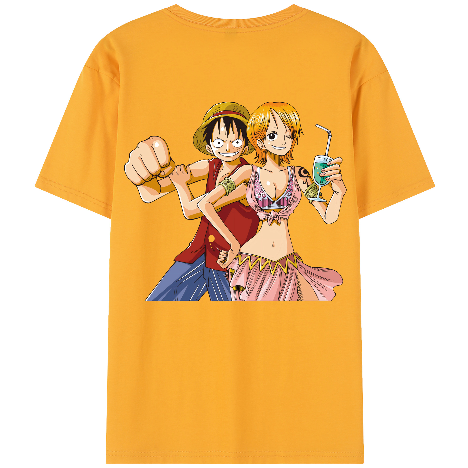 ワンピース モンキー・D・ルフィ ONE PIECE Monkey D. Luffy レディース半袖Tシャツ(バックプリント)