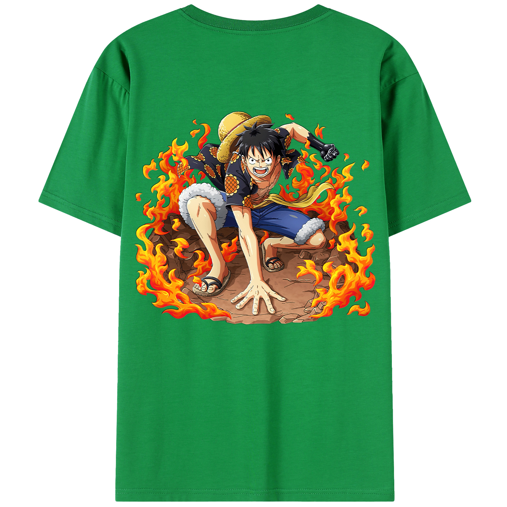 ワンピース モンキー・D・ルフィ ONE PIECE Monkey D. Luffy レディース半袖Tシャツ(バックプリント)