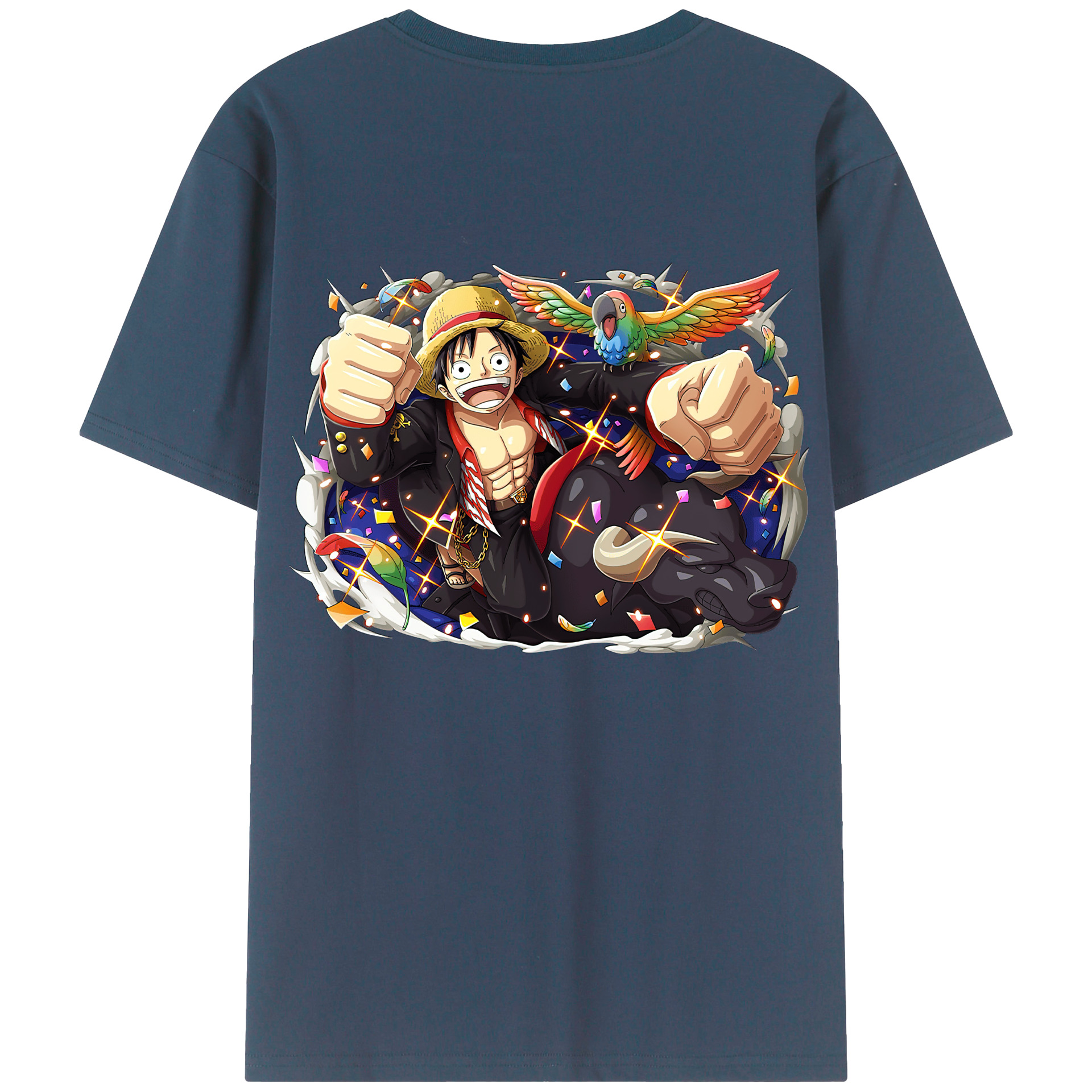 ワンピース モンキー・D・ルフィ ONE PIECE Monkey D. Luffy レディース半袖Tシャツ(バックプリント)
