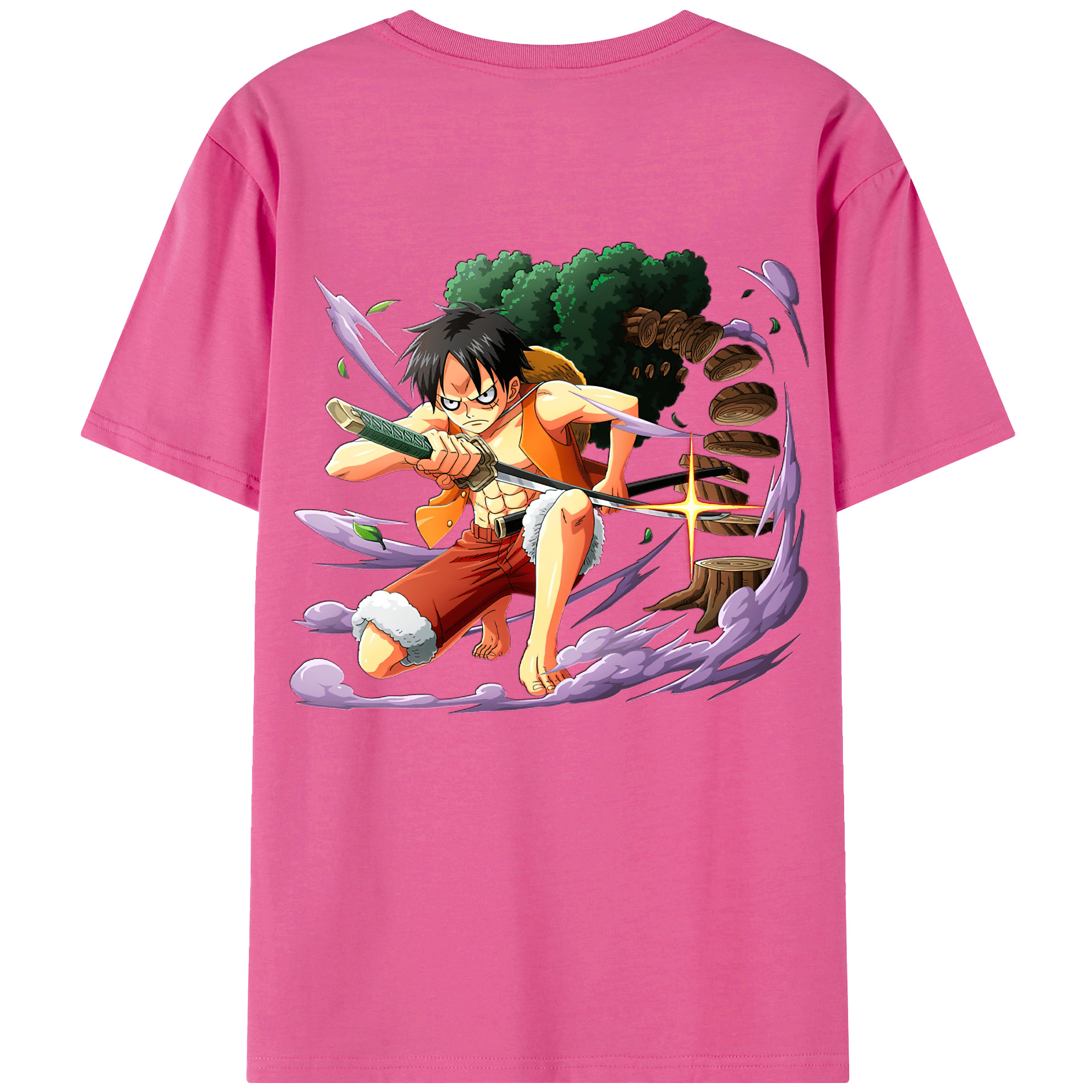 ワンピース モンキー・D・ルフィ ONE PIECE Monkey D. Luffy レディース半袖Tシャツ(バックプリント)