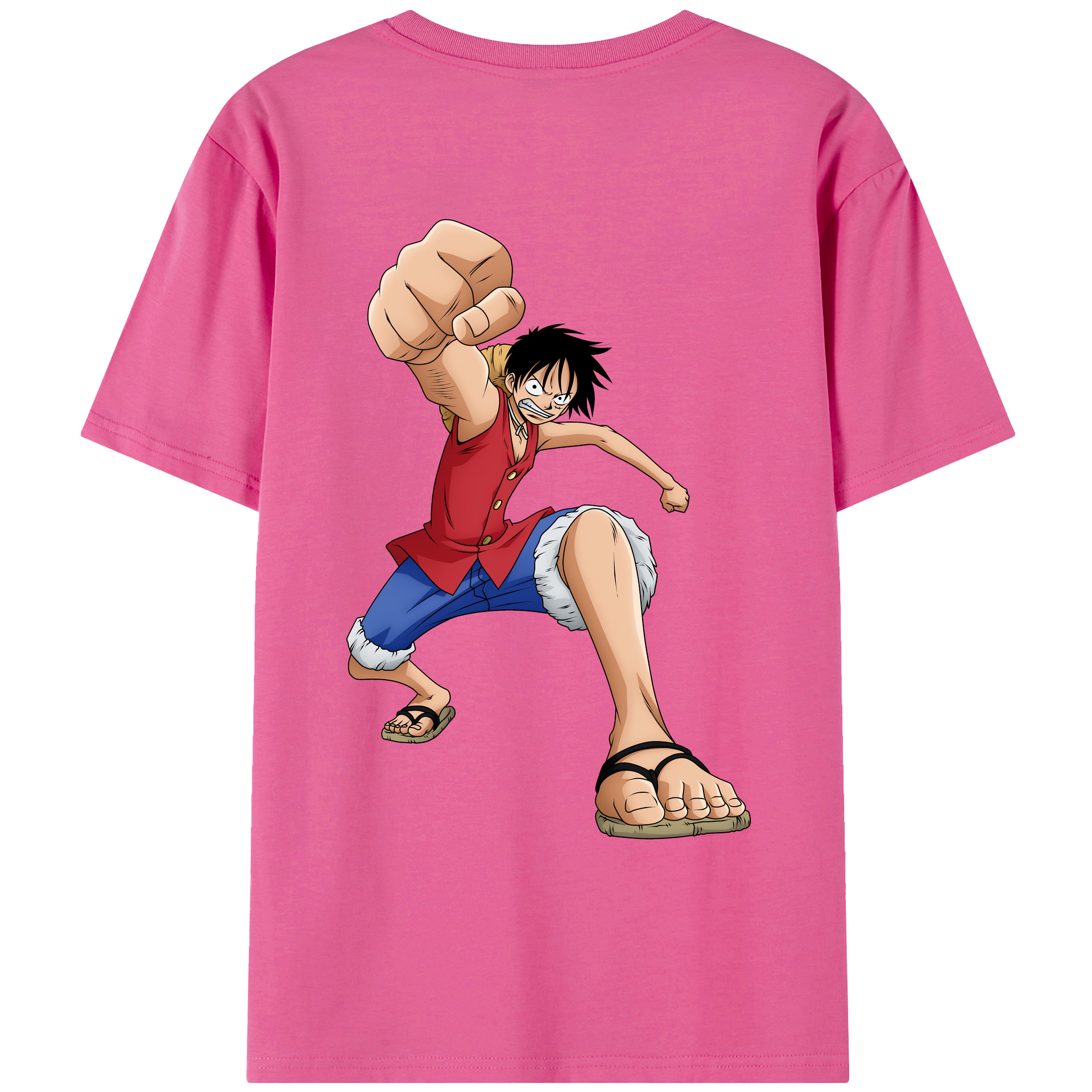ワンピース モンキー・D・ルフィ ONE PIECE Monkey D. Luffy レディース半袖Tシャツ(バックプリント)