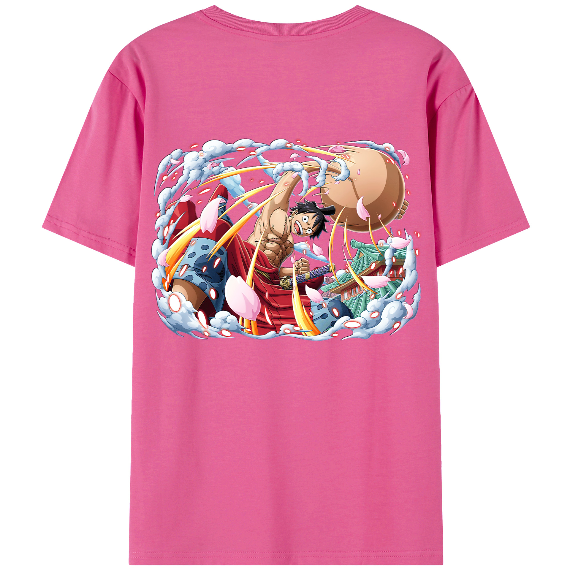 ワンピース モンキー・D・ルフィ ONE PIECE Monkey D. Luffy レディース半袖Tシャツ(バックプリント)