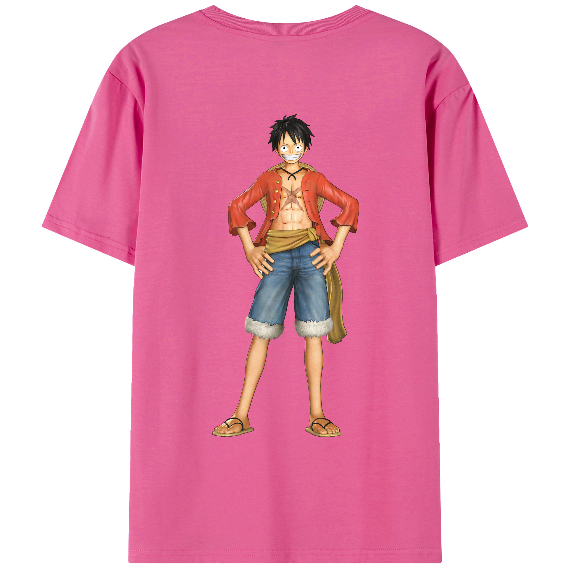 ワンピース モンキー・D・ルフィ ONE PIECE Monkey D. Luffy レディース半袖Tシャツ(バックプリント)