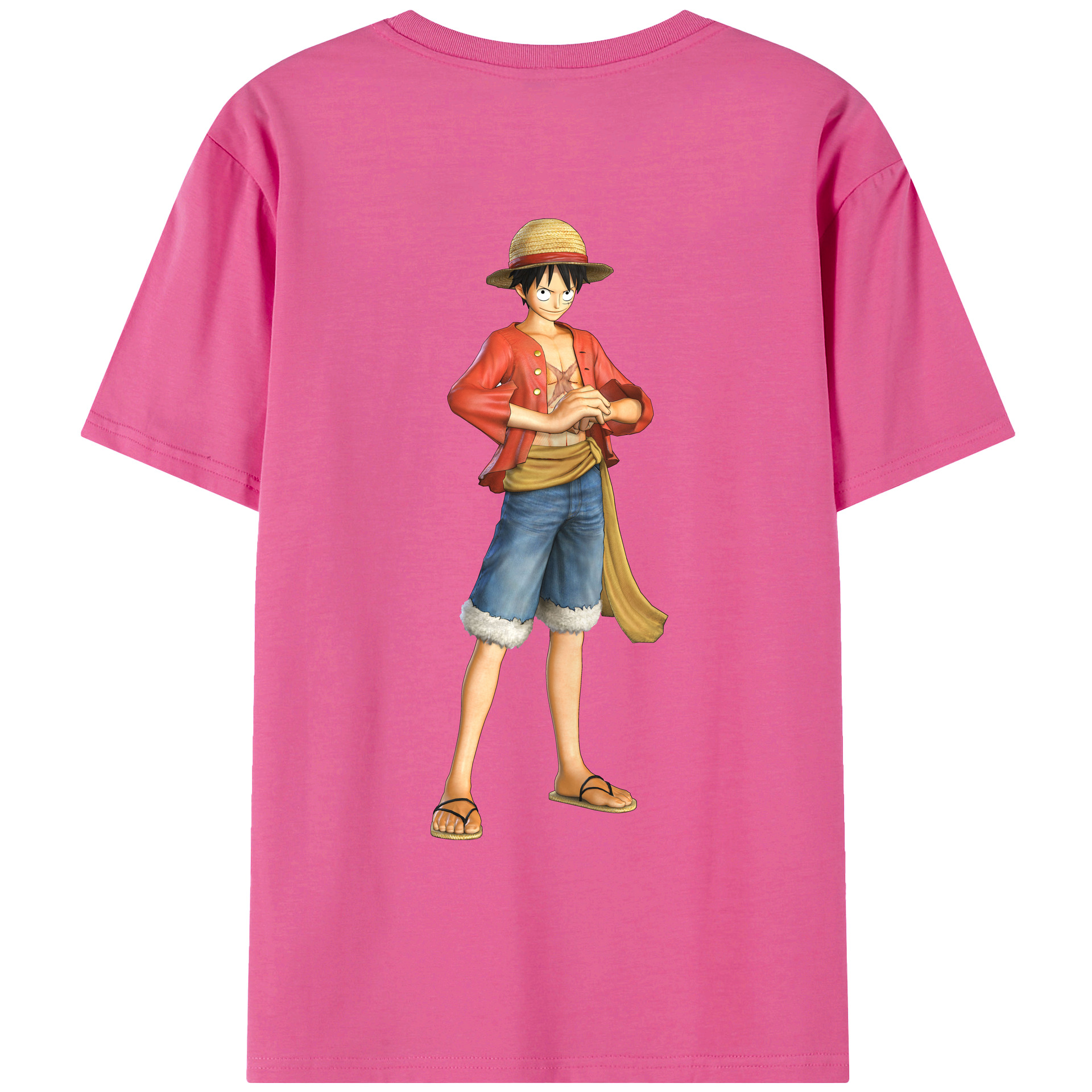 ワンピース モンキー・D・ルフィ ONE PIECE Monkey D. Luffy レディース半袖Tシャツ(バックプリント)