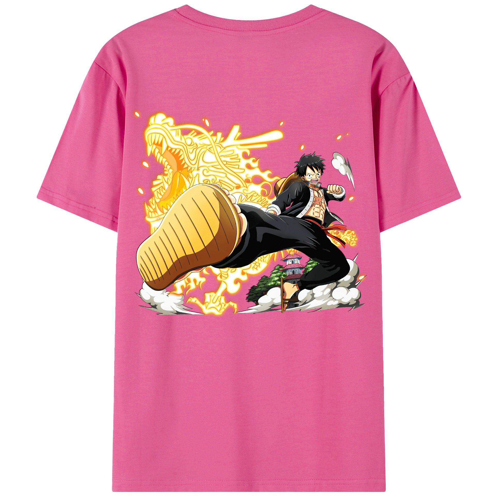 ワンピース モンキー・D・ルフィ ONE PIECE Monkey D. Luffy レディース半袖Tシャツ(バックプリント)