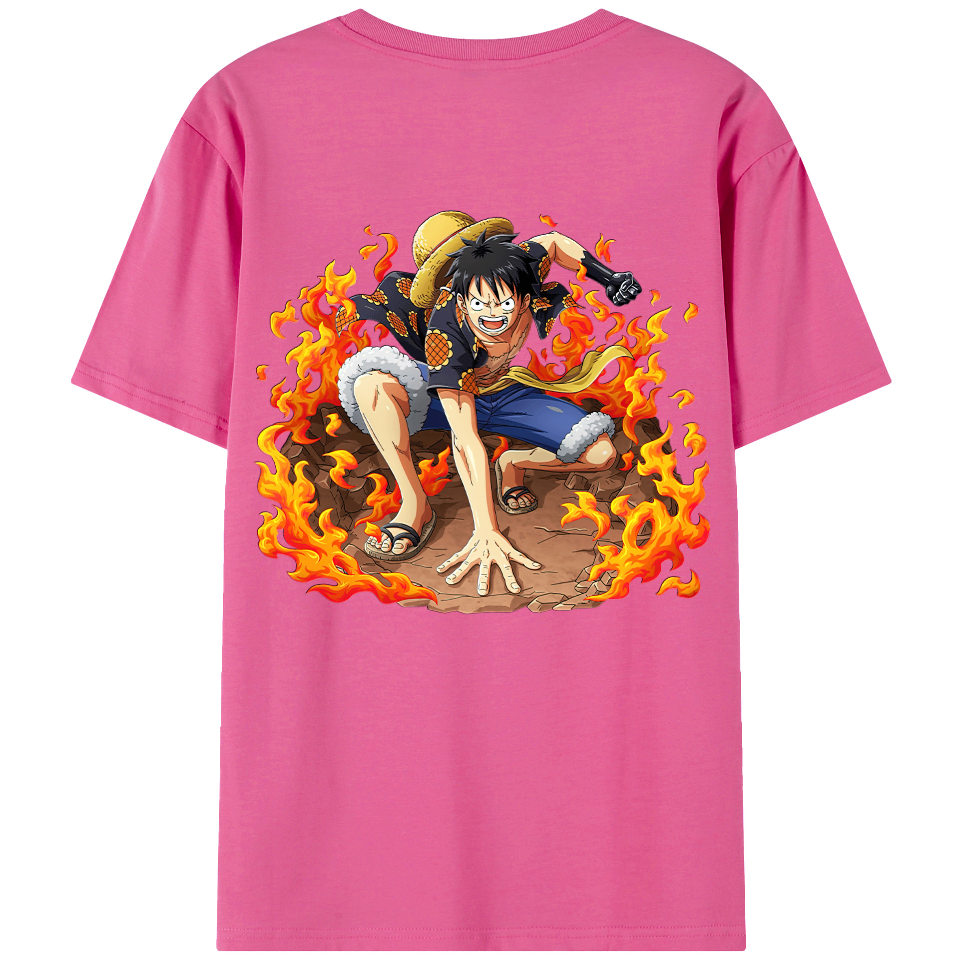 ワンピース モンキー・D・ルフィ ONE PIECE Monkey D. Luffy レディース半袖Tシャツ(バックプリント)