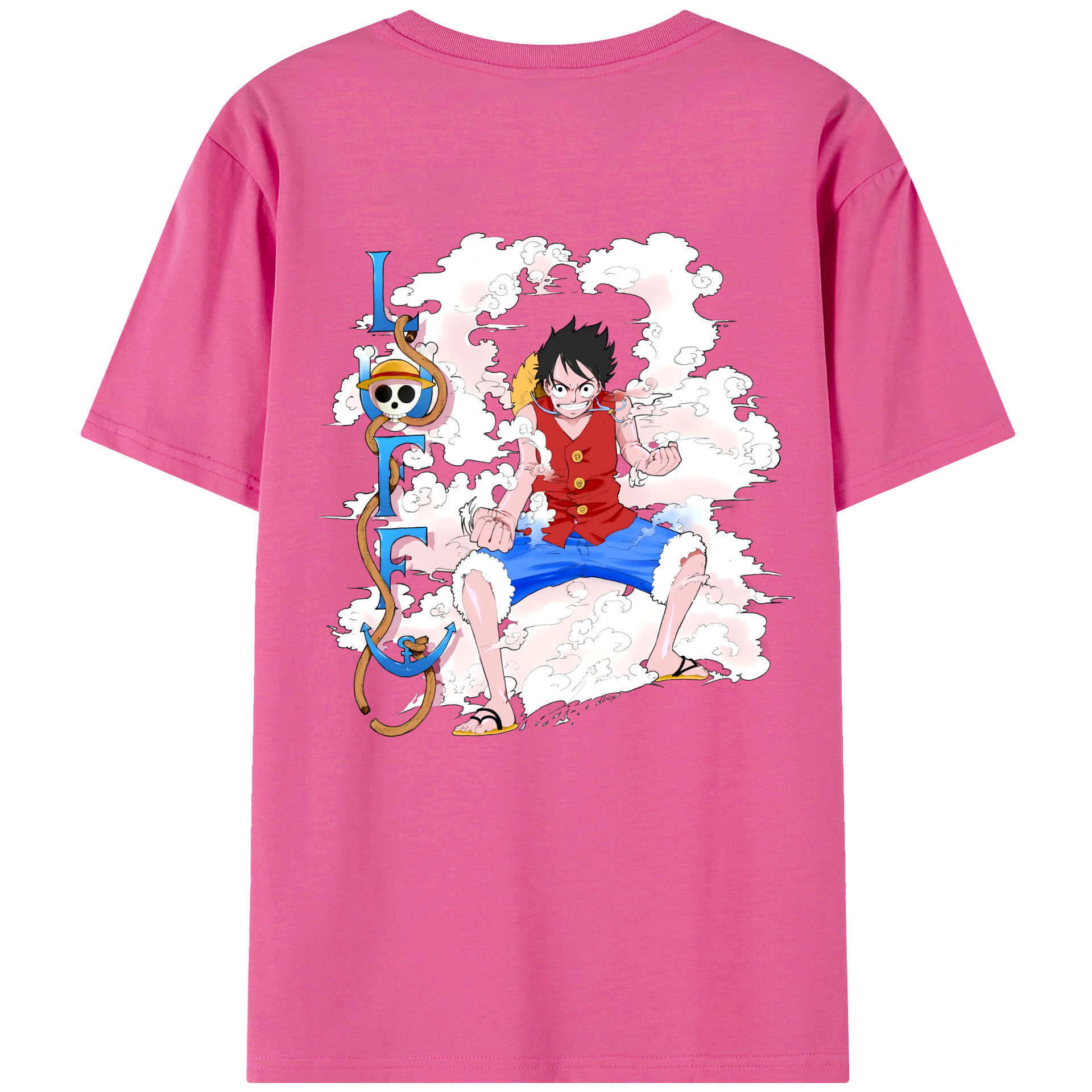 ワンピース モンキー・D・ルフィ ONE PIECE Monkey D. Luffy レディース半袖Tシャツ(バックプリント)
