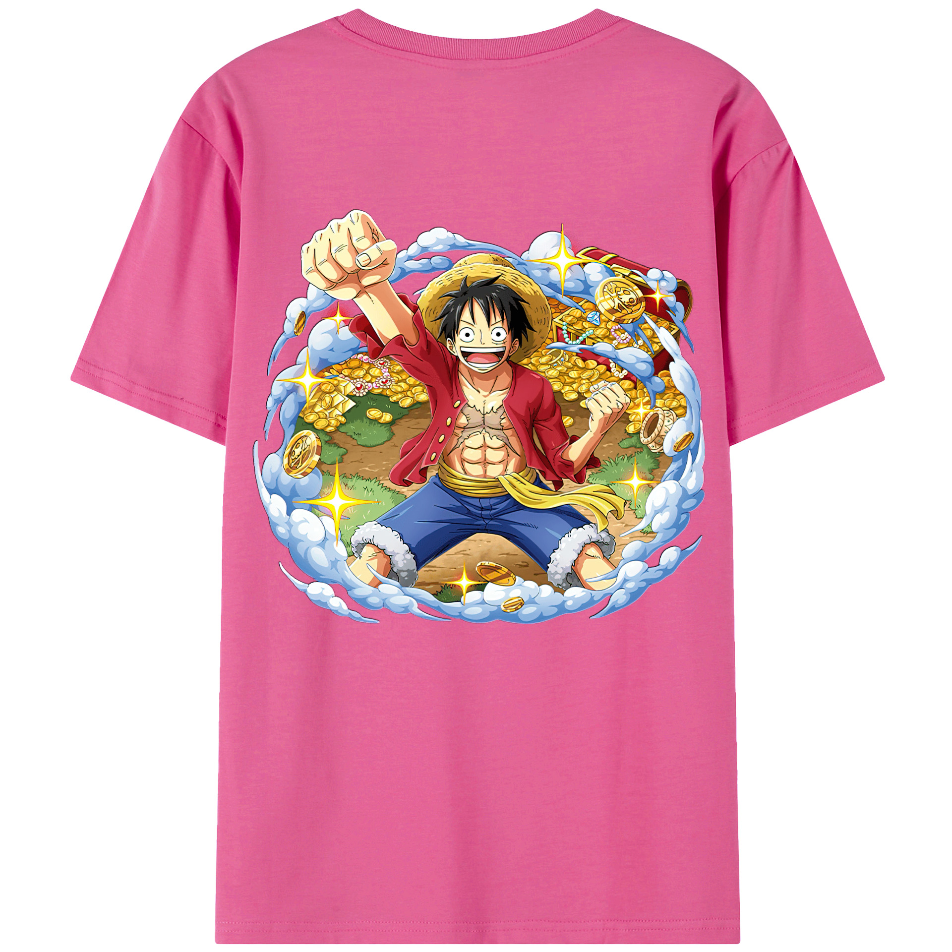 ワンピース モンキー・D・ルフィ ONE PIECE Monkey D. Luffy レディース半袖Tシャツ(バックプリント)