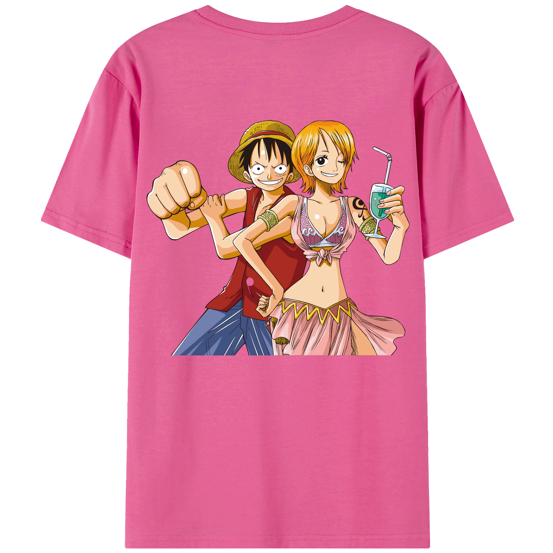 ワンピース モンキー・D・ルフィ ONE PIECE Monkey D. Luffy レディース半袖Tシャツ(バックプリント)