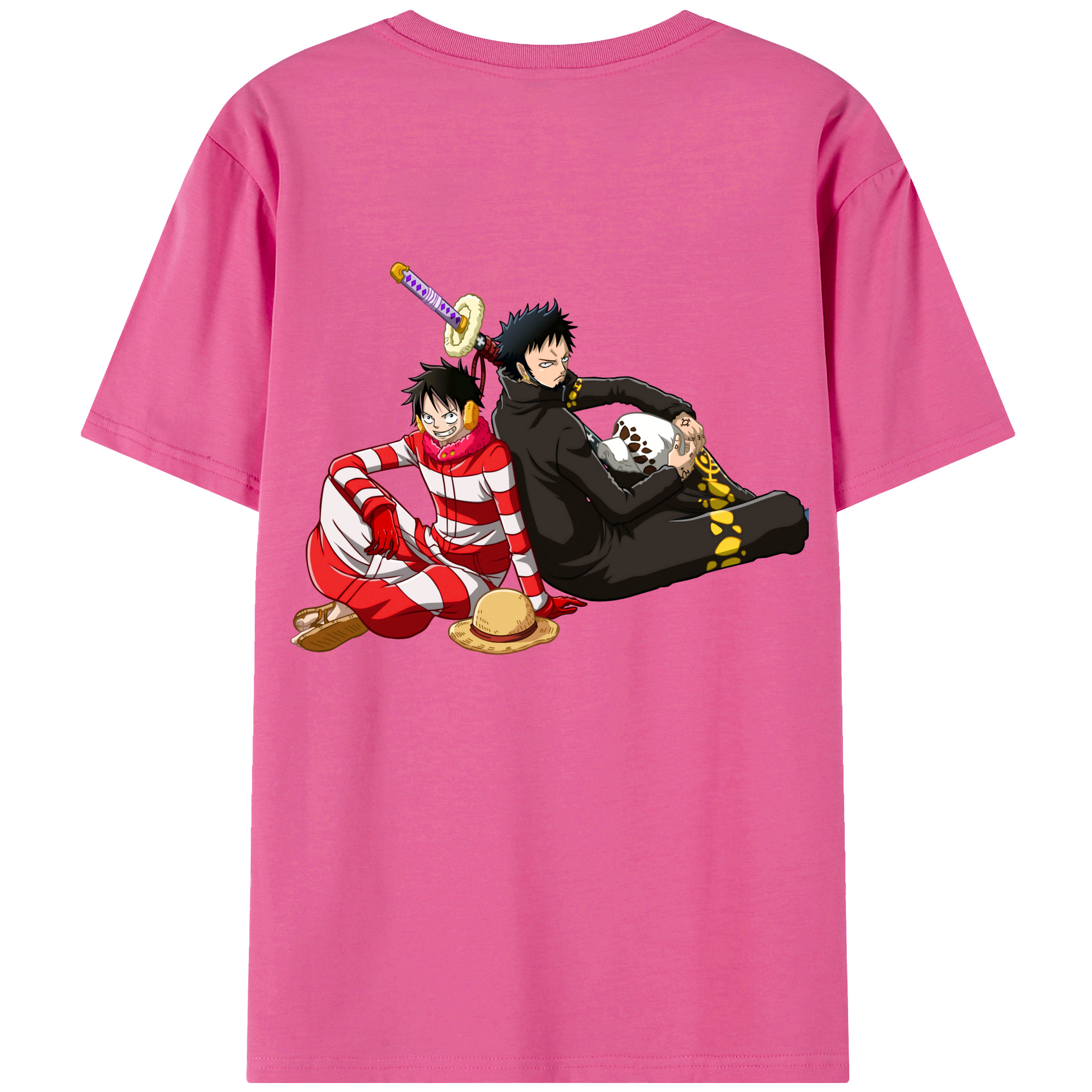 ワンピース モンキー・D・ルフィ ONE PIECE Monkey D. Luffy レディース半袖Tシャツ(バックプリント)