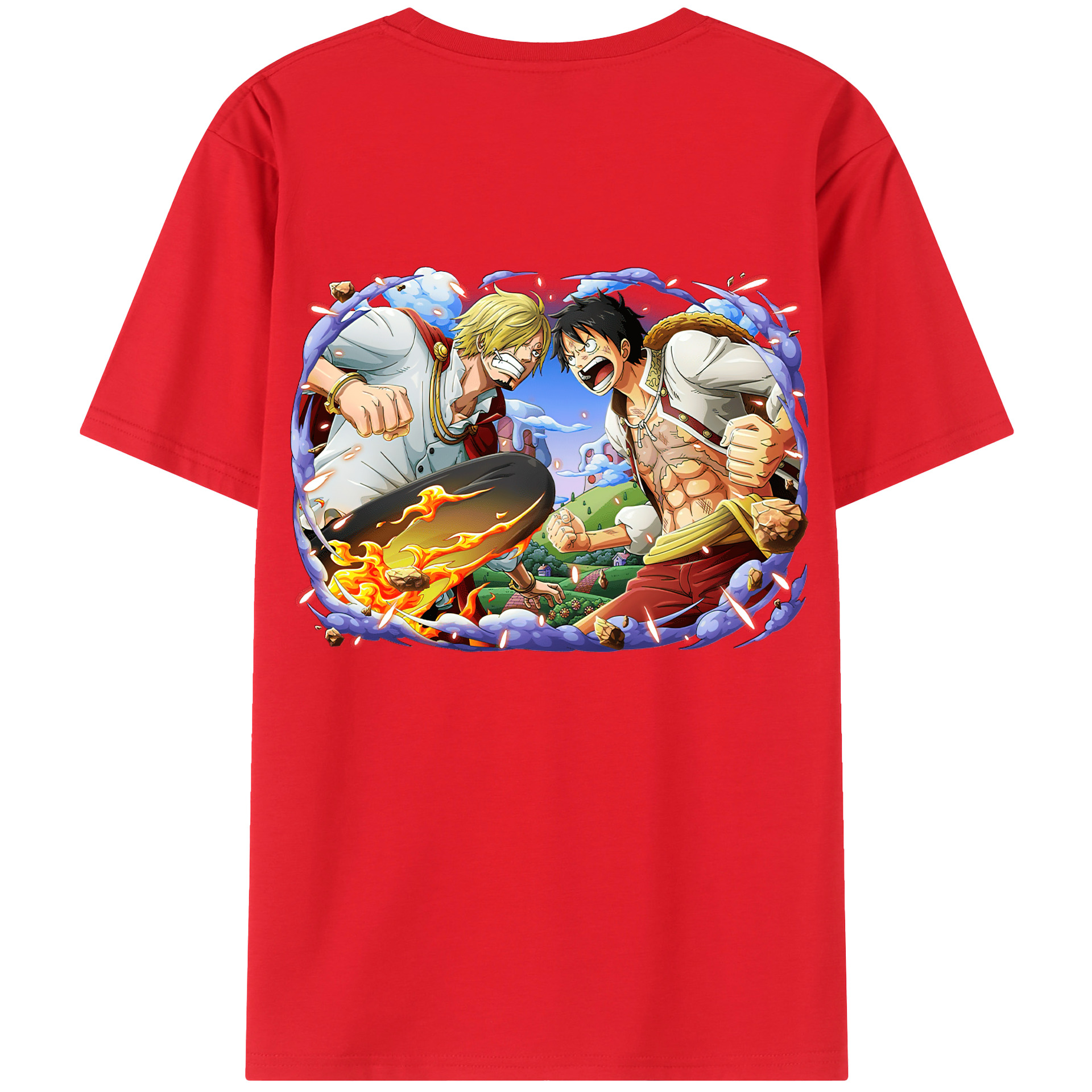 ワンピース モンキー・D・ルフィ ONE PIECE Monkey D. Luffy レディース半袖Tシャツ(バックプリント)
