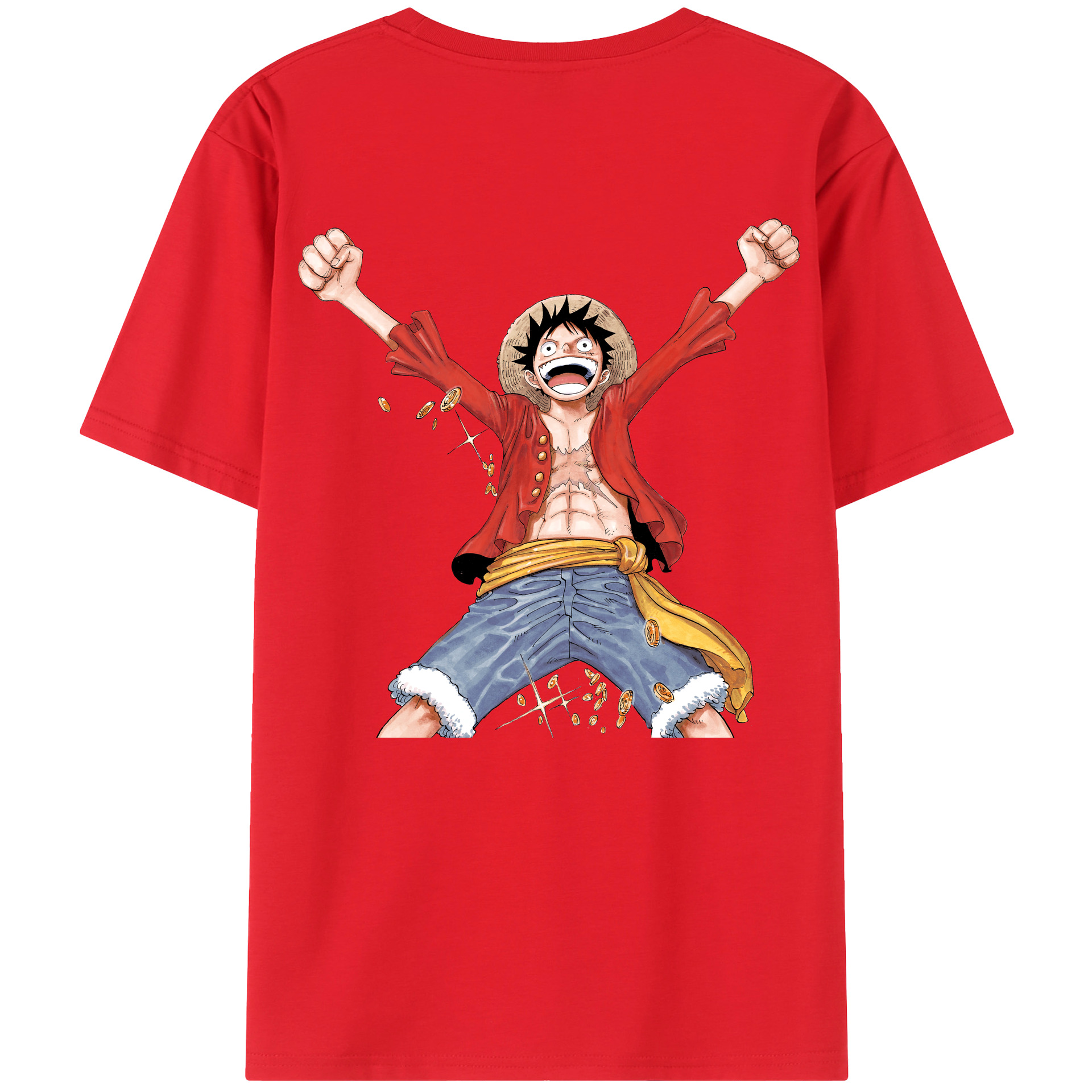 ワンピース モンキー・D・ルフィ ONE PIECE Monkey D. Luffy レディース半袖Tシャツ(バックプリント)