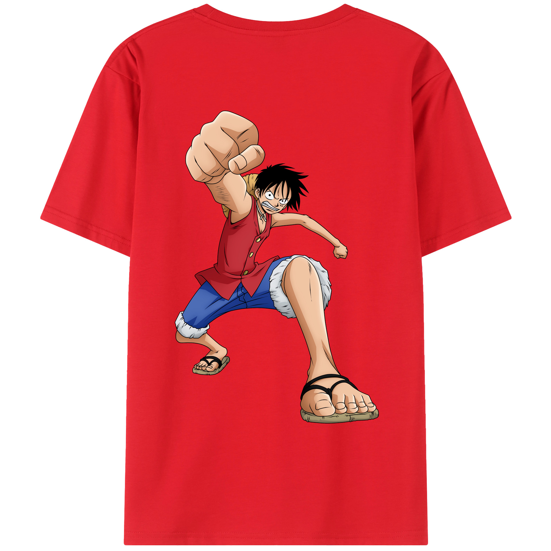 ワンピース モンキー・D・ルフィ ONE PIECE Monkey D. Luffy レディース半袖Tシャツ(バックプリント)