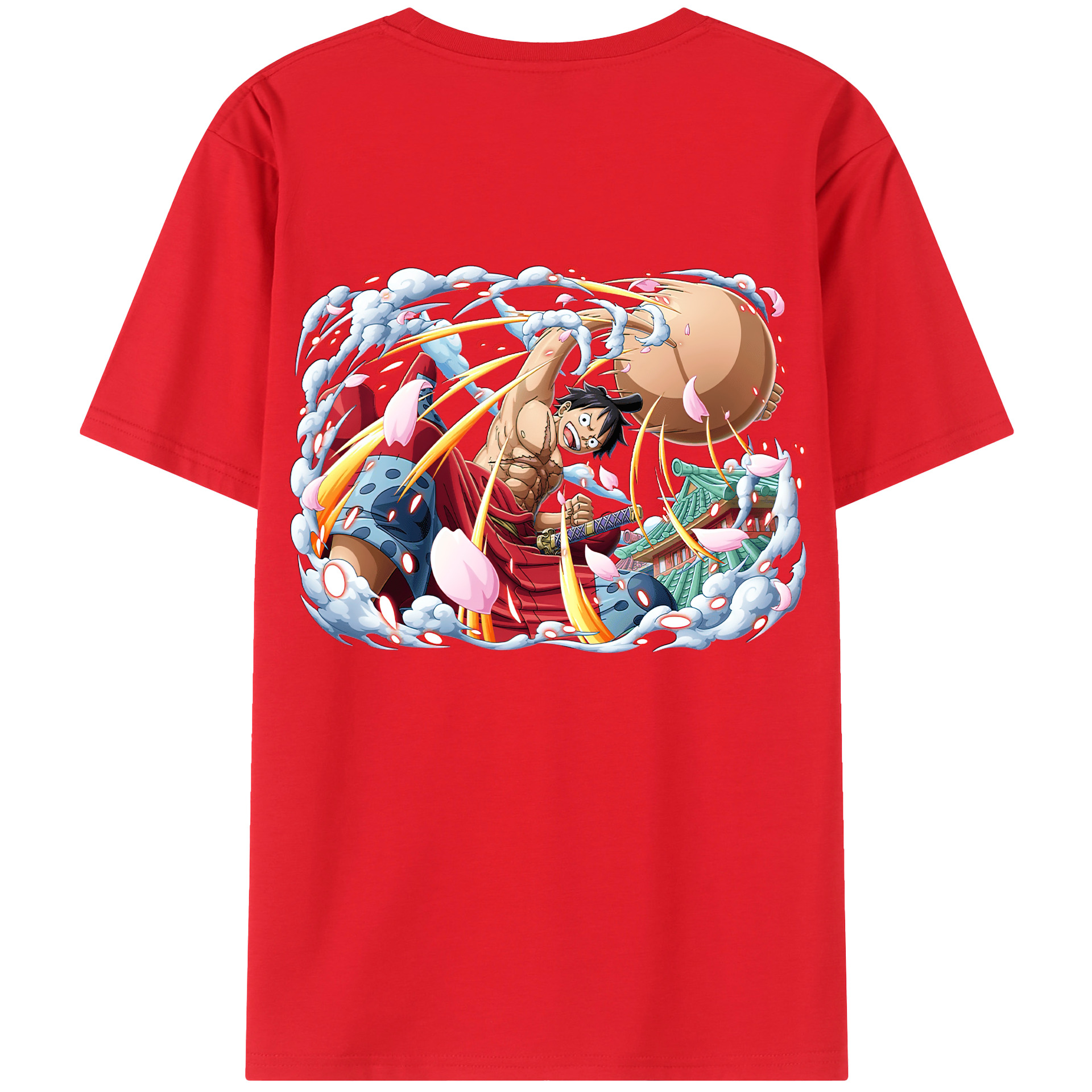 ワンピース モンキー・D・ルフィ ONE PIECE Monkey D. Luffy レディース半袖Tシャツ(バックプリント)