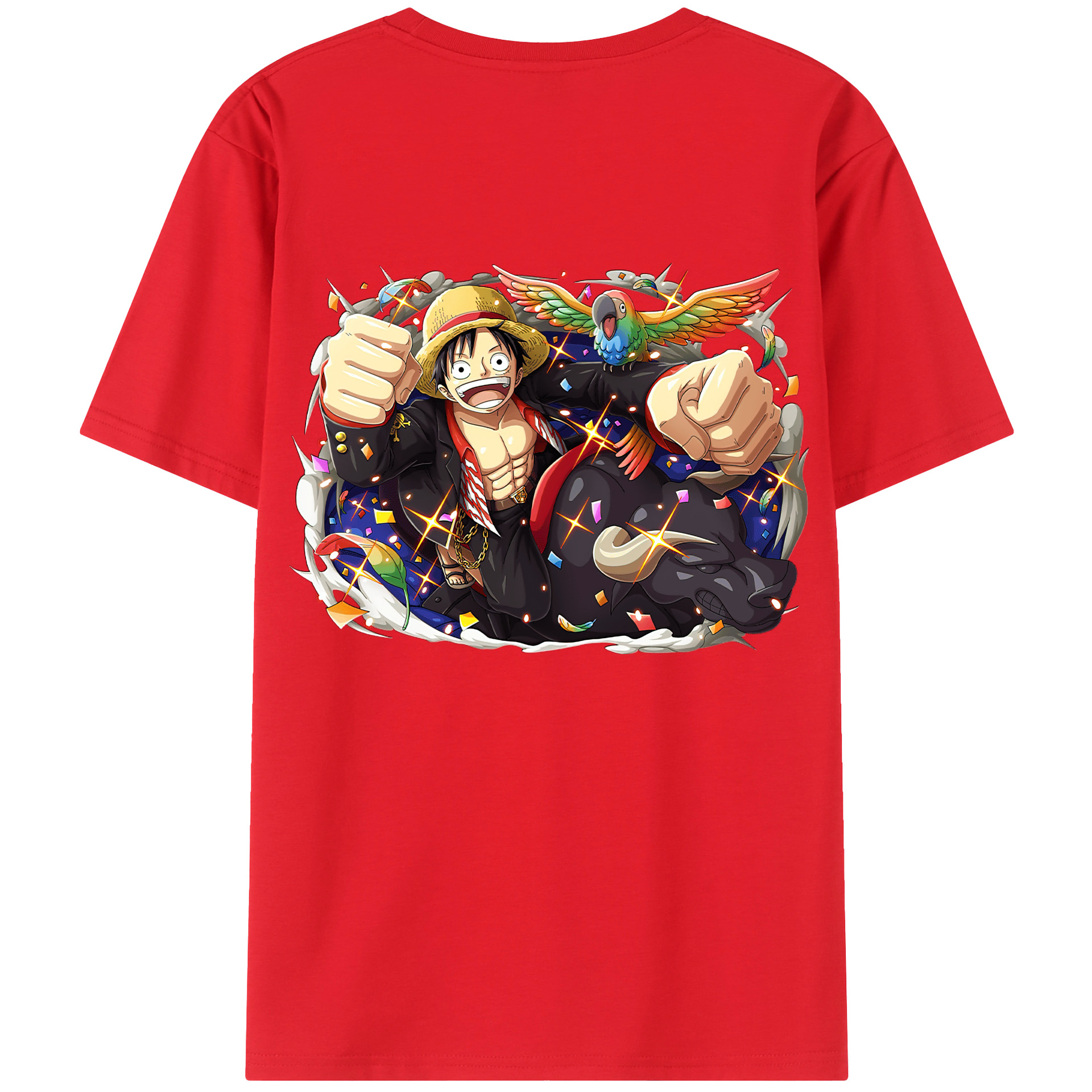 ワンピース モンキー・D・ルフィ ONE PIECE Monkey D. Luffy レディース半袖Tシャツ(バックプリント)