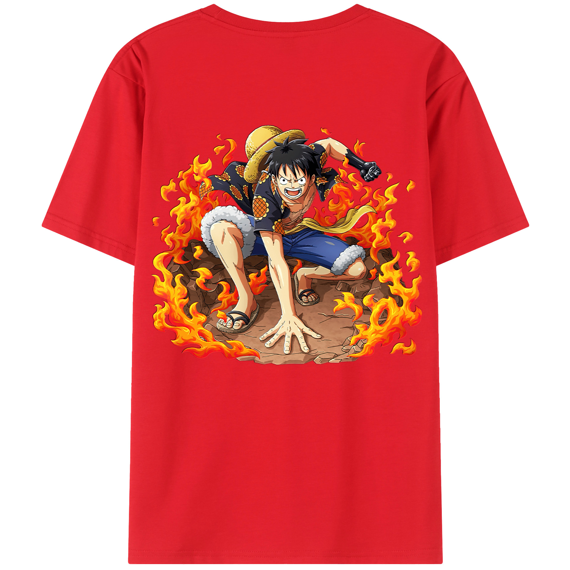 ワンピース モンキー・D・ルフィ ONE PIECE Monkey D. Luffy レディース半袖Tシャツ(バックプリント)