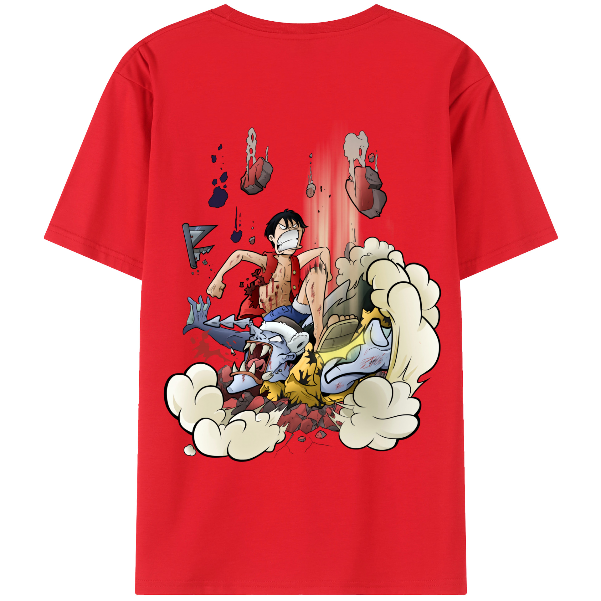 ワンピース モンキー・D・ルフィ ONE PIECE Monkey D. Luffy レディース半袖Tシャツ(バックプリント)