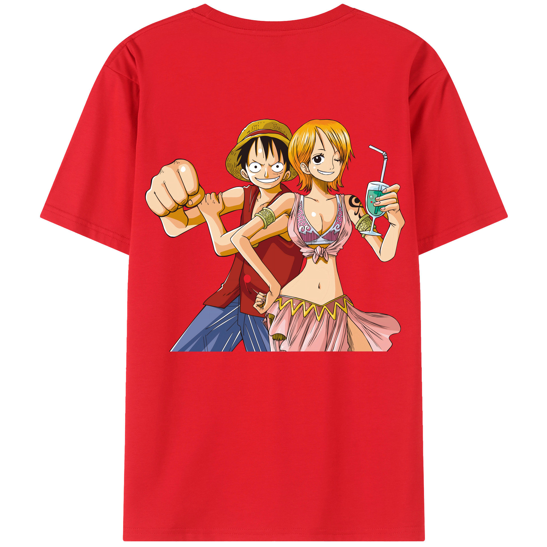 ワンピース モンキー・D・ルフィ ONE PIECE Monkey D. Luffy レディース半袖Tシャツ(バックプリント)