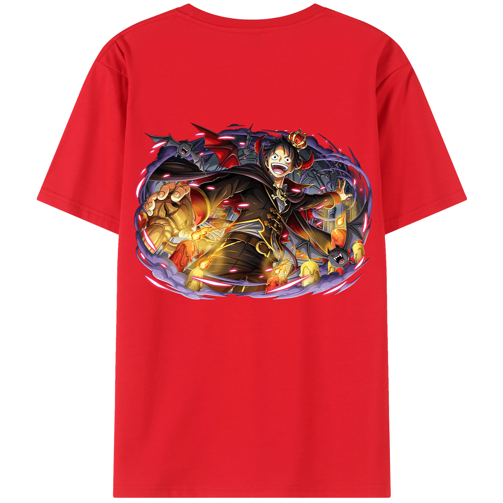 ワンピース モンキー・D・ルフィ ONE PIECE Monkey D. Luffy レディース半袖Tシャツ(バックプリント)