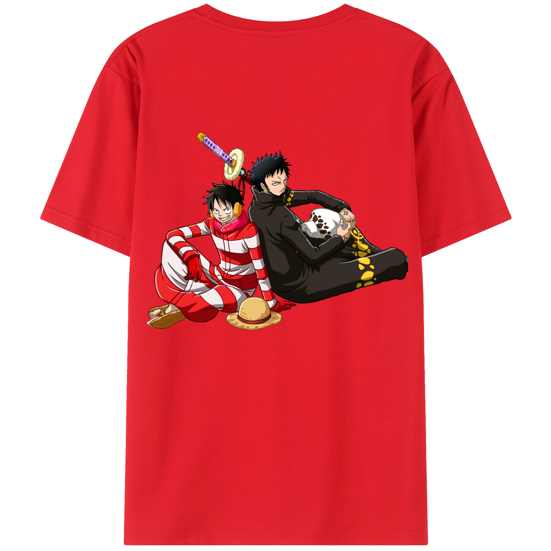 ワンピース モンキー・D・ルフィ ONE PIECE Monkey D. Luffy レディース半袖Tシャツ(バックプリント)