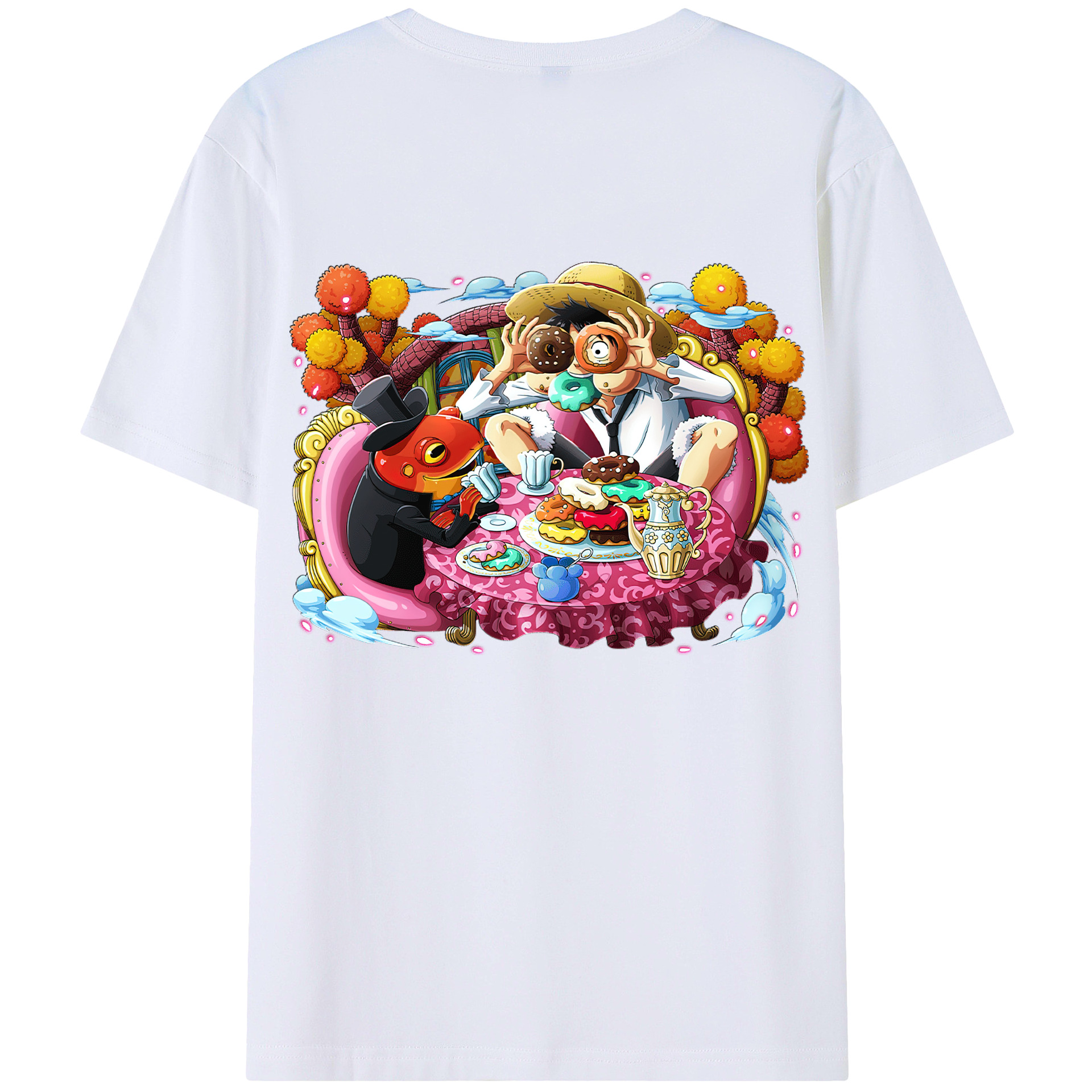 ワンピース モンキー・D・ルフィ ONE PIECE Monkey D. Luffy レディース半袖Tシャツ(バックプリント)