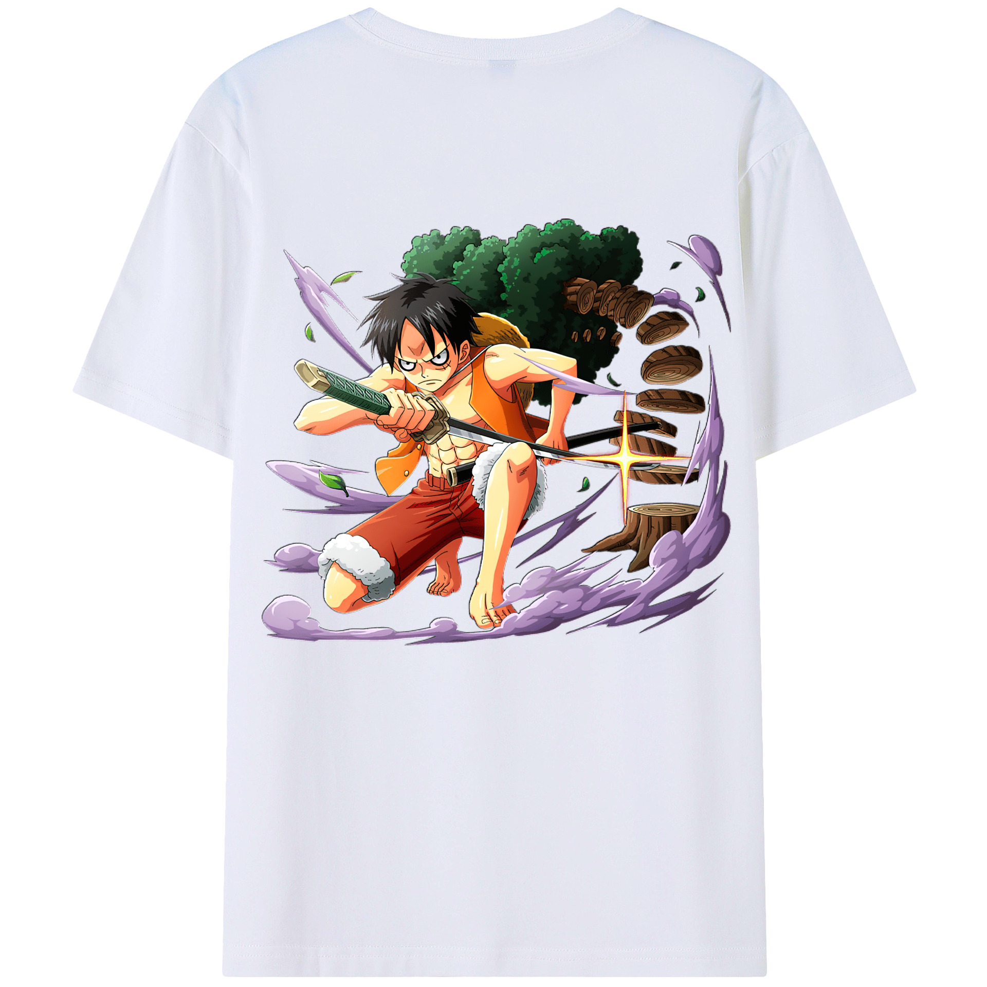 ワンピース モンキー・D・ルフィ ONE PIECE Monkey D. Luffy レディース半袖Tシャツ(バックプリント)