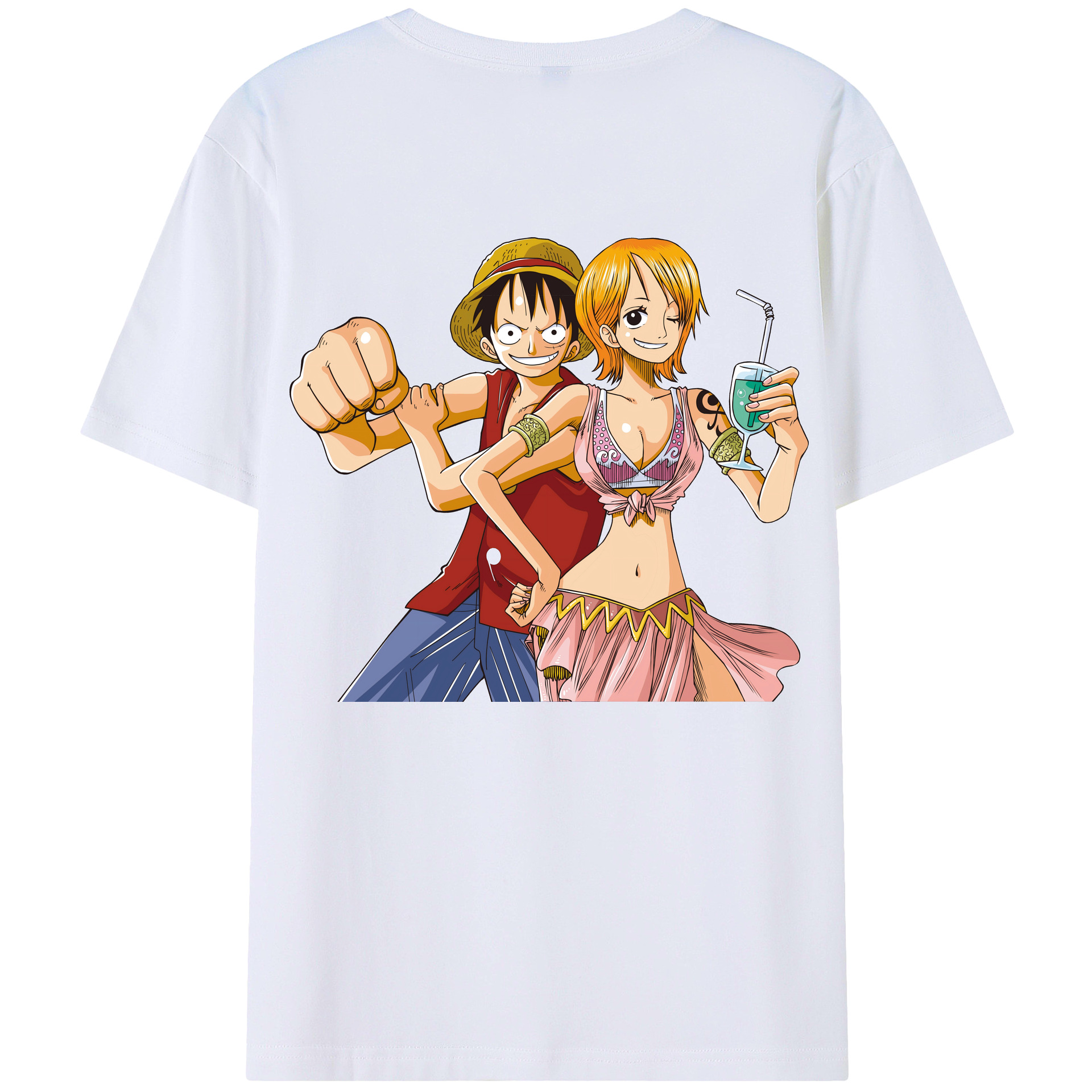 ワンピース モンキー・D・ルフィ ONE PIECE Monkey D. Luffy レディース半袖Tシャツ(バックプリント)