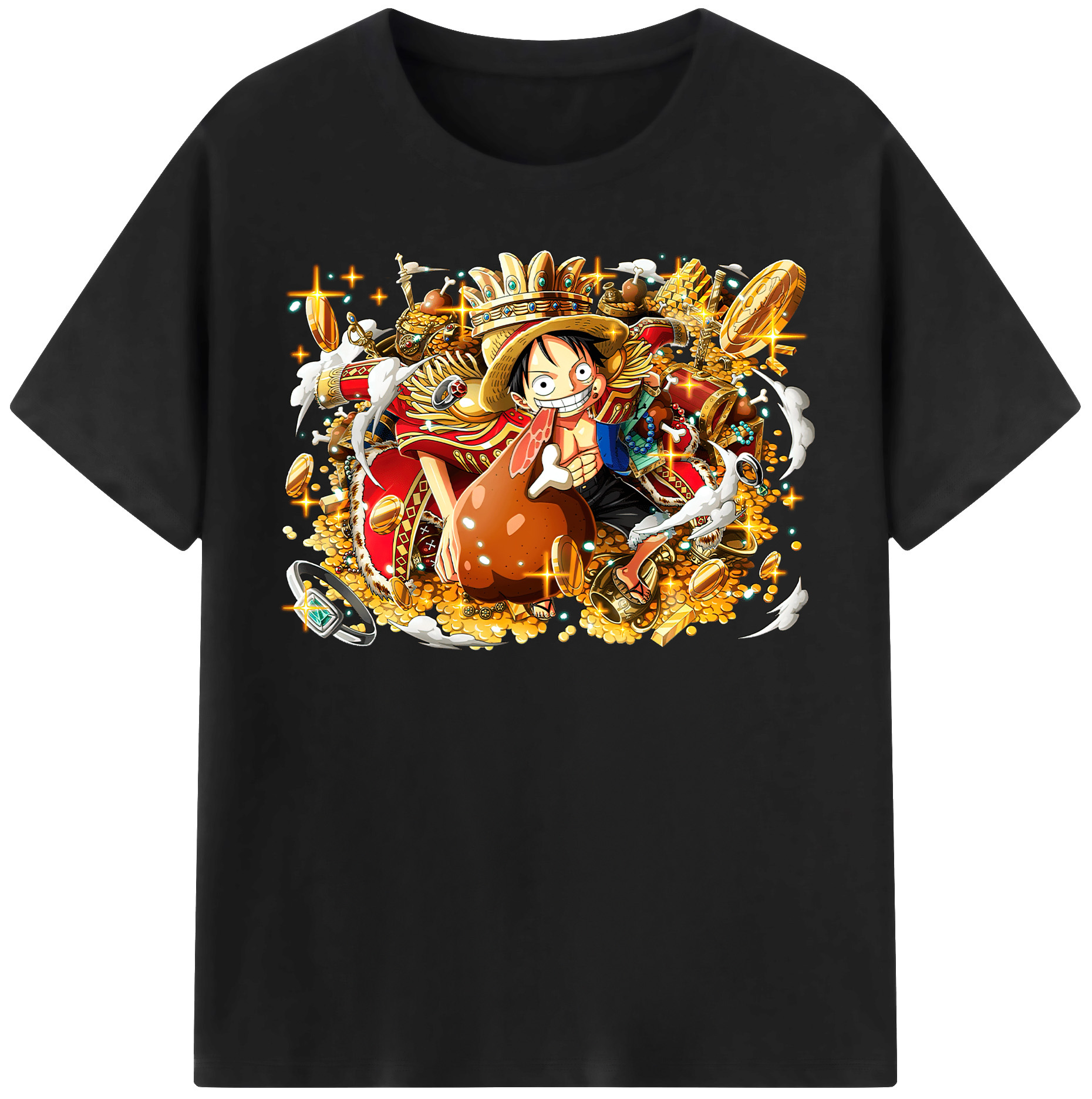 ワンピース モンキー・D・ルフィ ONE PIECE Monkey D. Luffy レディースカジュアルプリントTシャツ（綿100％）