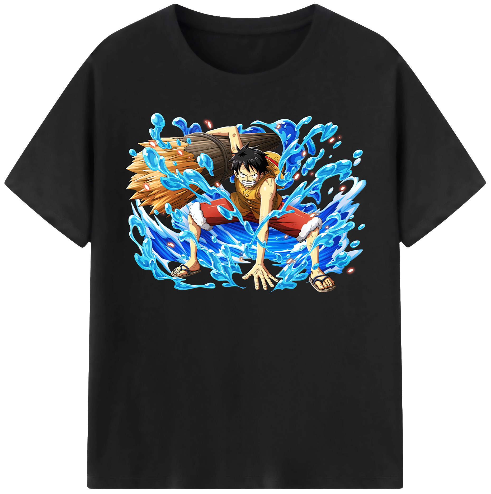 ワンピース モンキー・D・ルフィ ONE PIECE Monkey D. Luffy レディースカジュアルプリントTシャツ（綿100％）