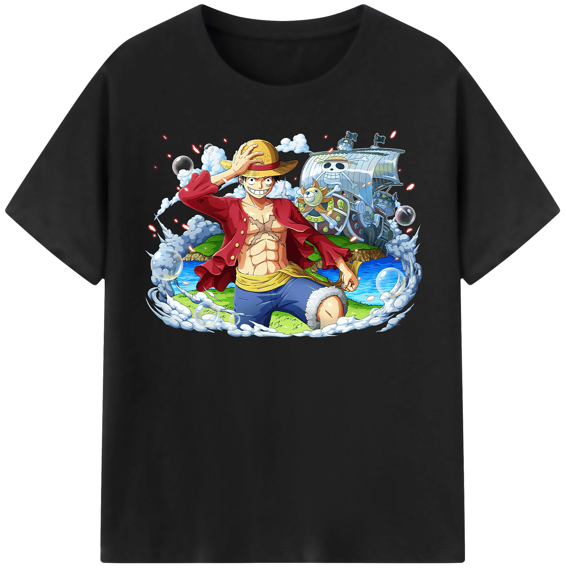 ワンピース モンキー・D・ルフィ ONE PIECE Monkey D. Luffy レディースカジュアルプリントTシャツ（綿100％）