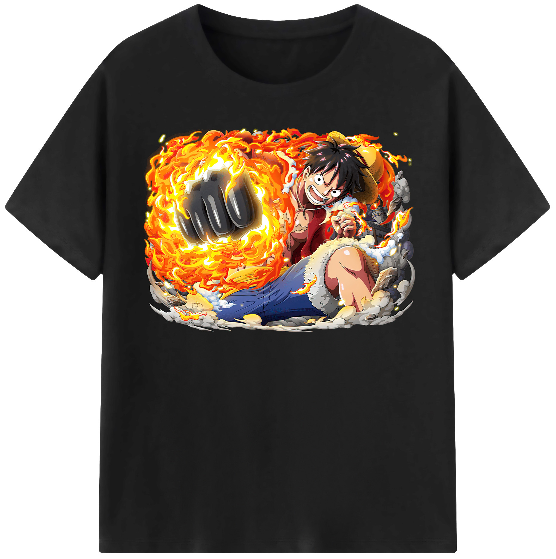 ワンピース モンキー・D・ルフィ ONE PIECE Monkey D. Luffy レディースカジュアルプリントTシャツ（綿100％）