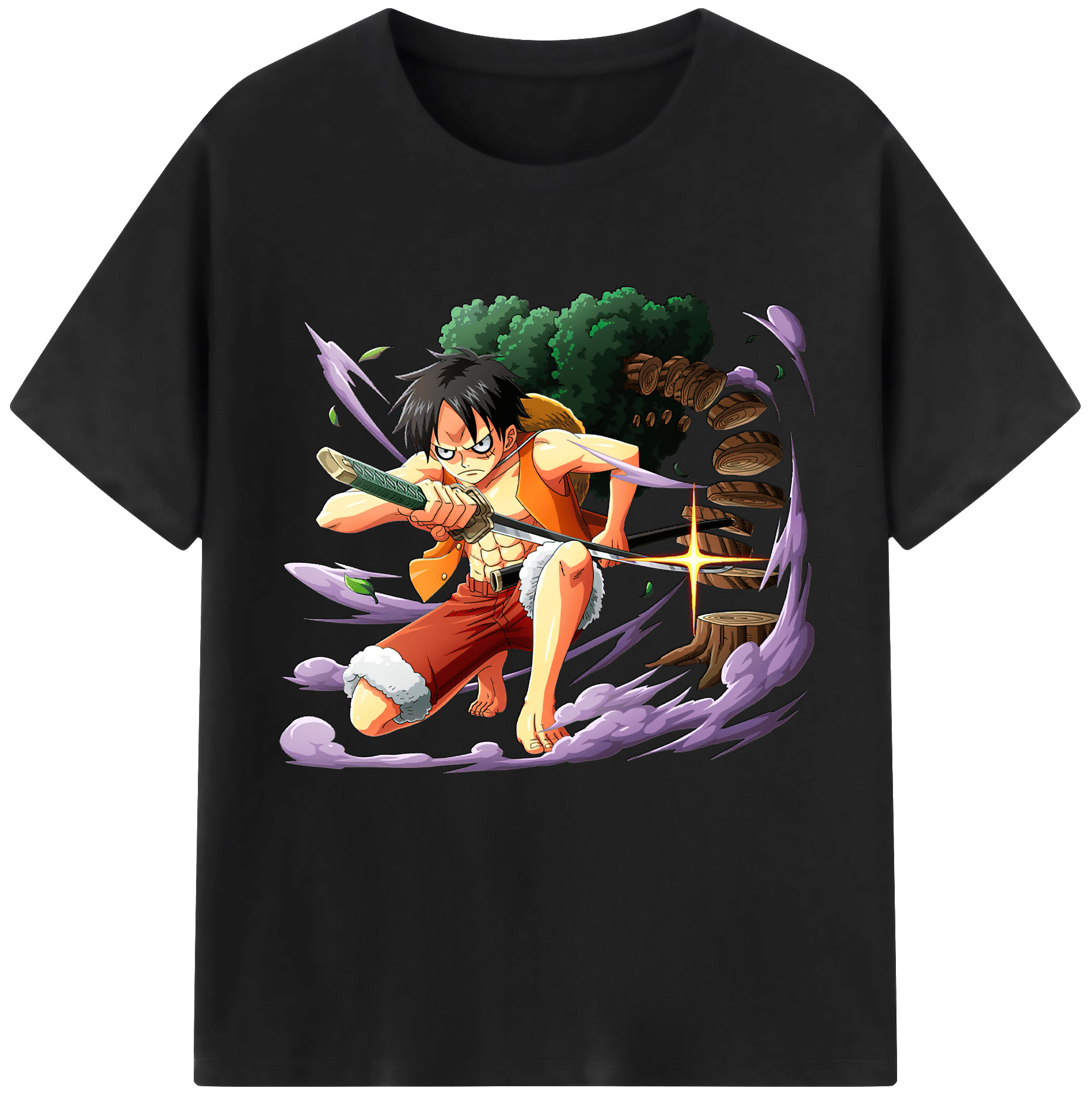 ワンピース モンキー・D・ルフィ ONE PIECE Monkey D. Luffy レディースカジュアルプリントTシャツ（綿100％）