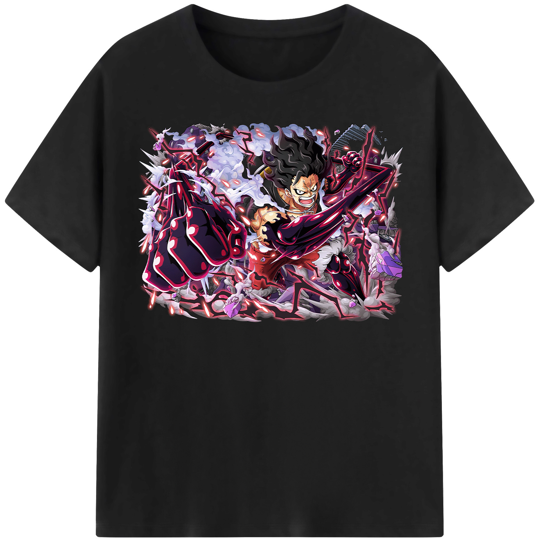 ワンピース モンキー・D・ルフィ ONE PIECE Monkey D. Luffy レディースカジュアルプリントTシャツ（綿100％）