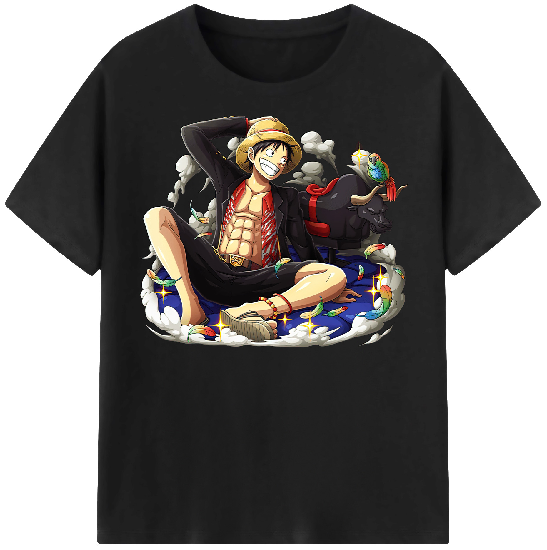 ワンピース モンキー・D・ルフィ ONE PIECE Monkey D. Luffy レディースカジュアルプリントTシャツ（綿100％）