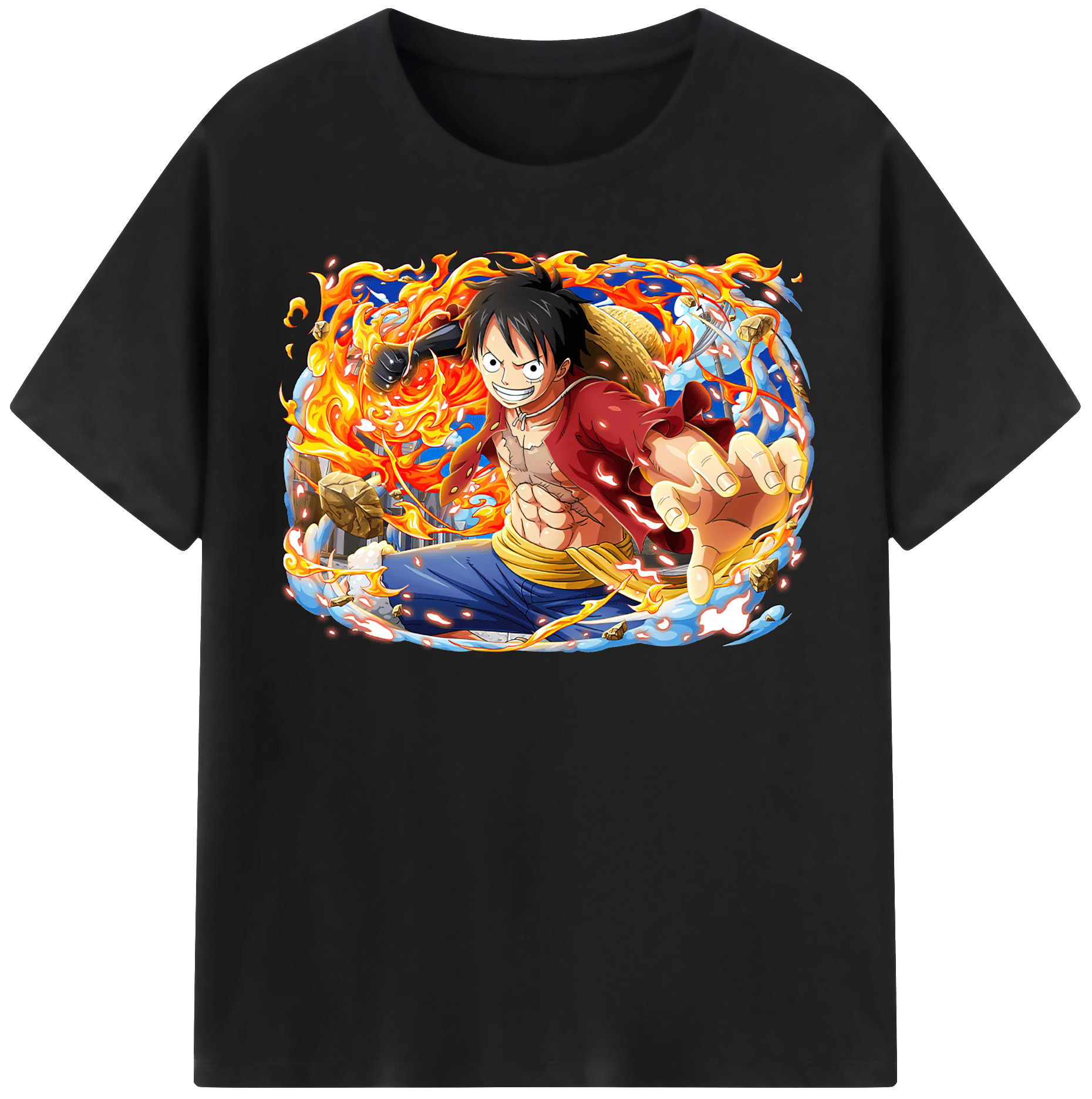 ワンピース モンキー・D・ルフィ ONE PIECE Monkey D. Luffy レディースカジュアルプリントTシャツ（綿100％）