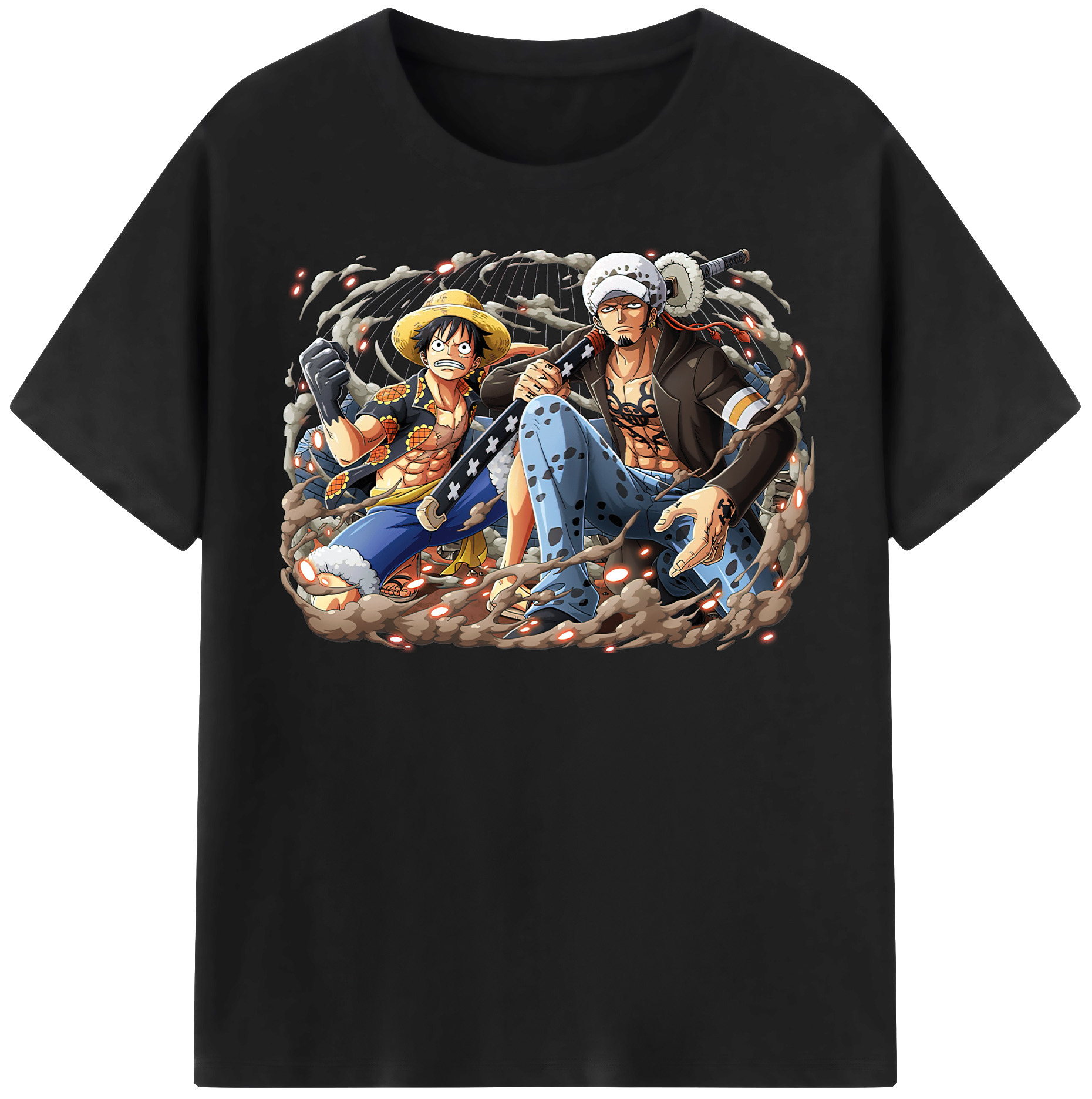 ワンピース モンキー・D・ルフィ ONE PIECE Monkey D. Luffy レディースカジュアルプリントTシャツ（綿100％）
