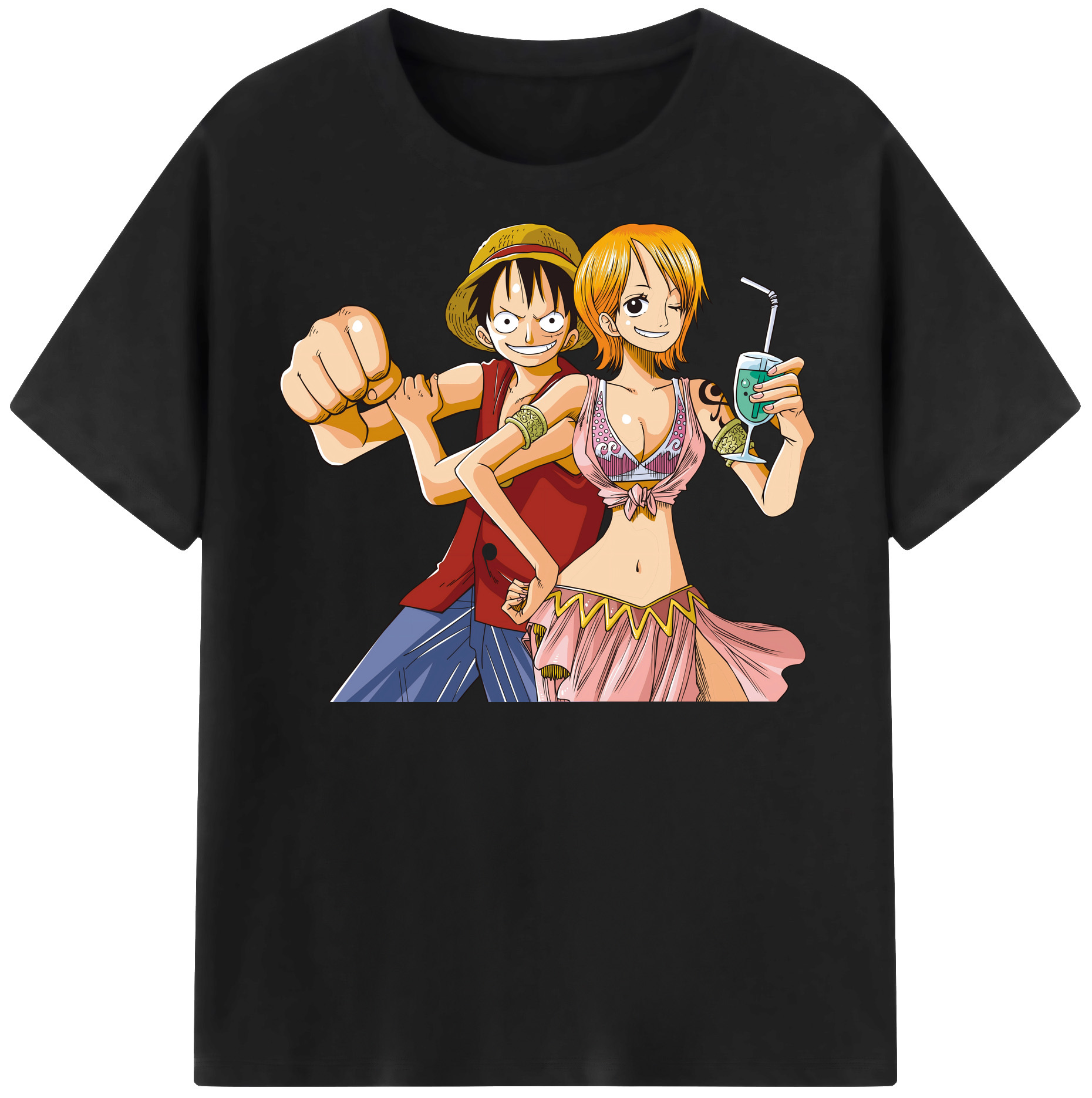 ワンピース モンキー・D・ルフィ ONE PIECE Monkey D. Luffy レディースカジュアルプリントTシャツ（綿100％）