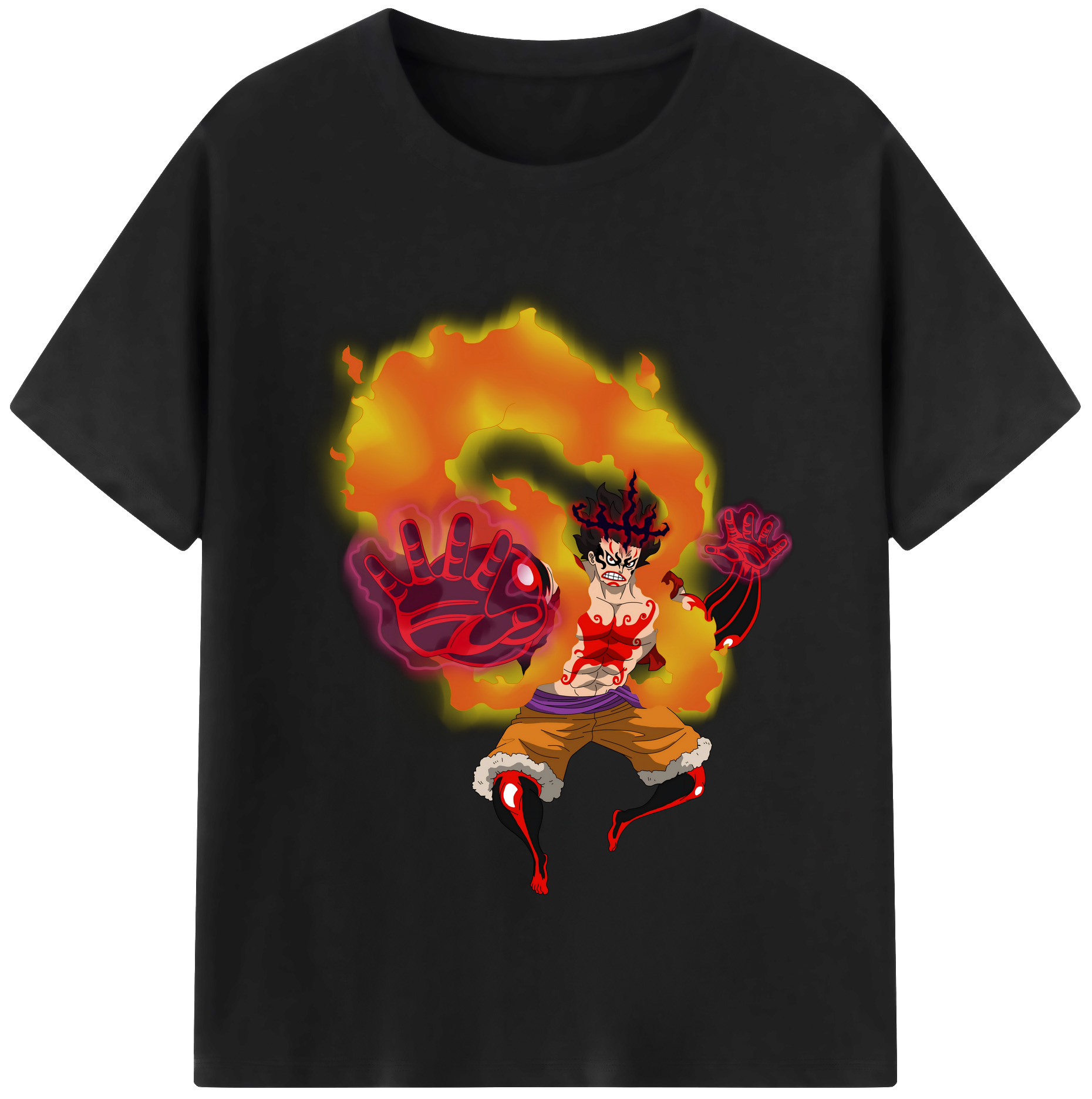 ワンピース モンキー・D・ルフィ ONE PIECE Monkey D. Luffy レディースカジュアルプリントTシャツ（綿100％）
