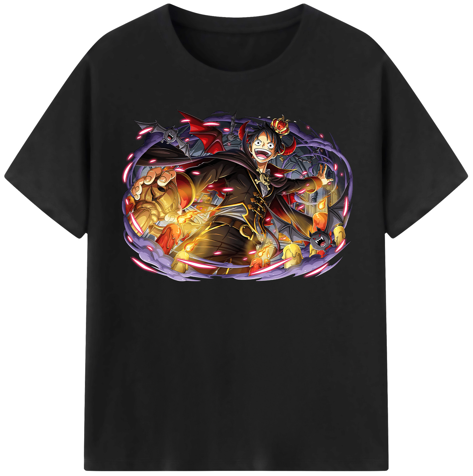 ワンピース モンキー・D・ルフィ ONE PIECE Monkey D. Luffy レディースカジュアルプリントTシャツ（綿100％）